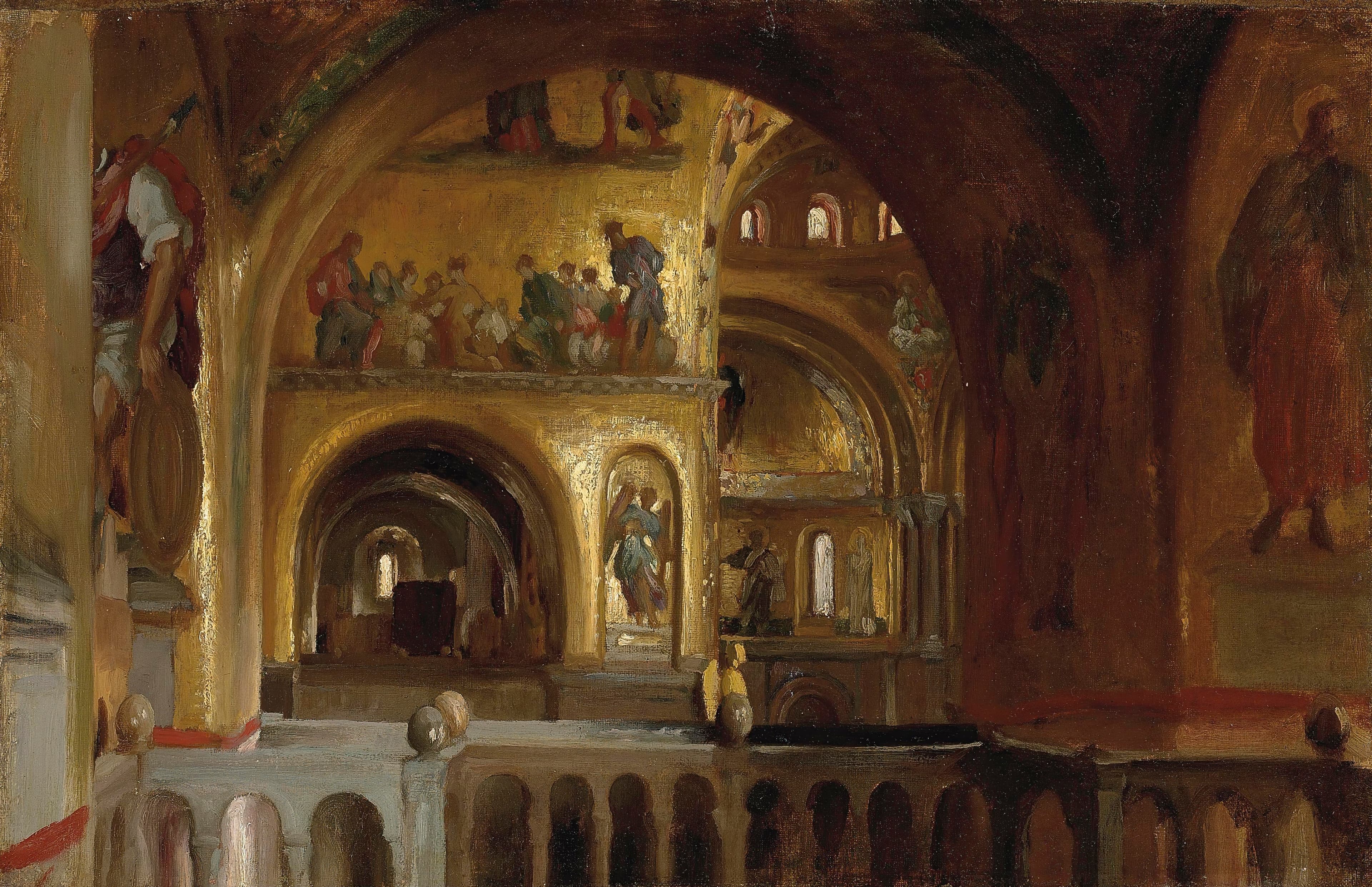《威尼斯圣马可大教堂的内部》（The Interior of St Mark's Basilica, Venice）｜弗雷德里克·莱顿 Frederic Leighton｜不明