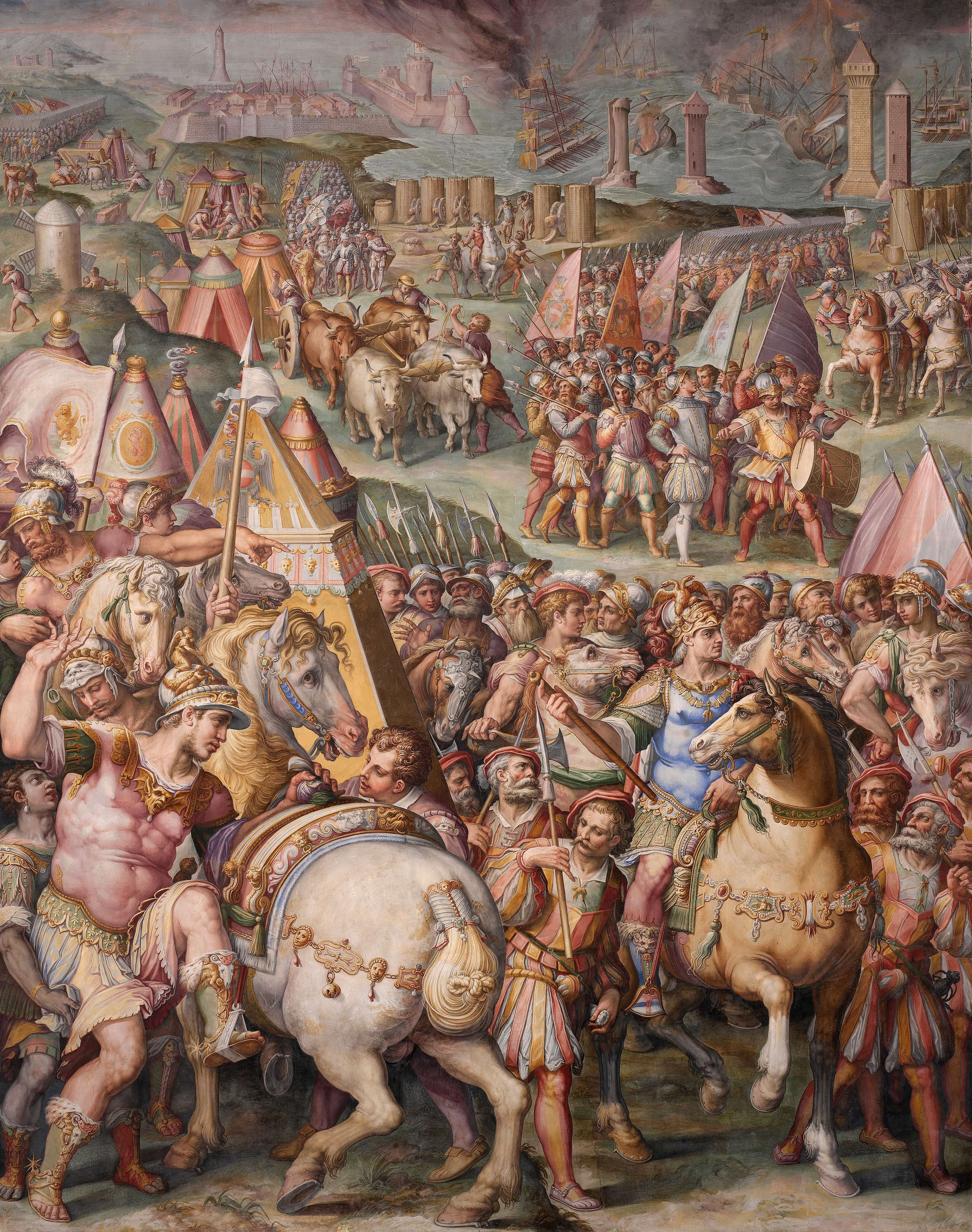 《马克西米利安皇帝解除了对里窝那的围困》（Emperor Maximilian Lifts the Siege of Livorno）｜乔尔乔·瓦萨里 Giorgio Vasari｜1568–1571