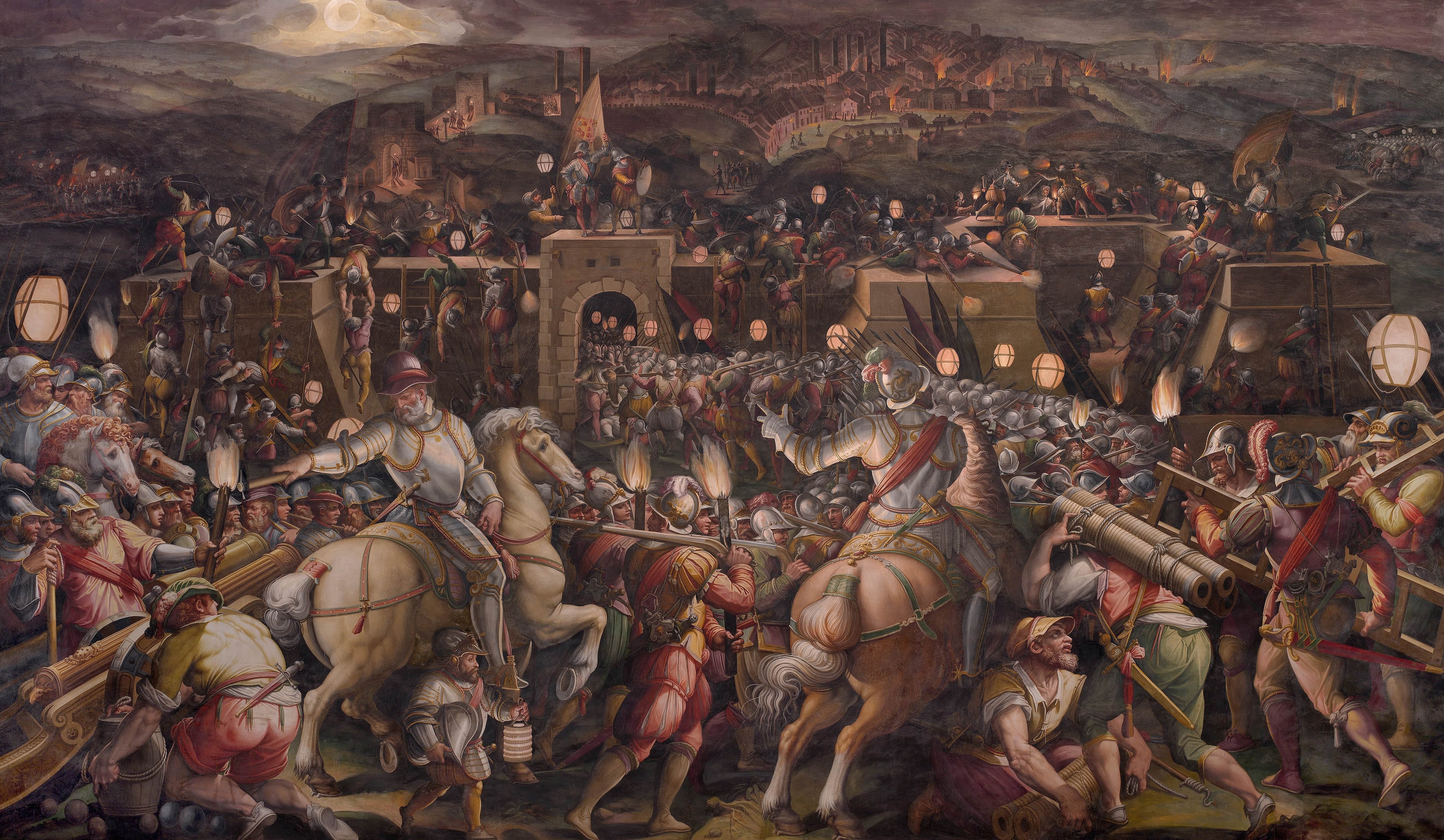 《锡耶纳卡莫利亚门附近堡垒的袭击》（The Storming of the Fortress Near Porta Camollia in Siena）｜乔尔乔·瓦萨里 Giorgio Vasari｜1570