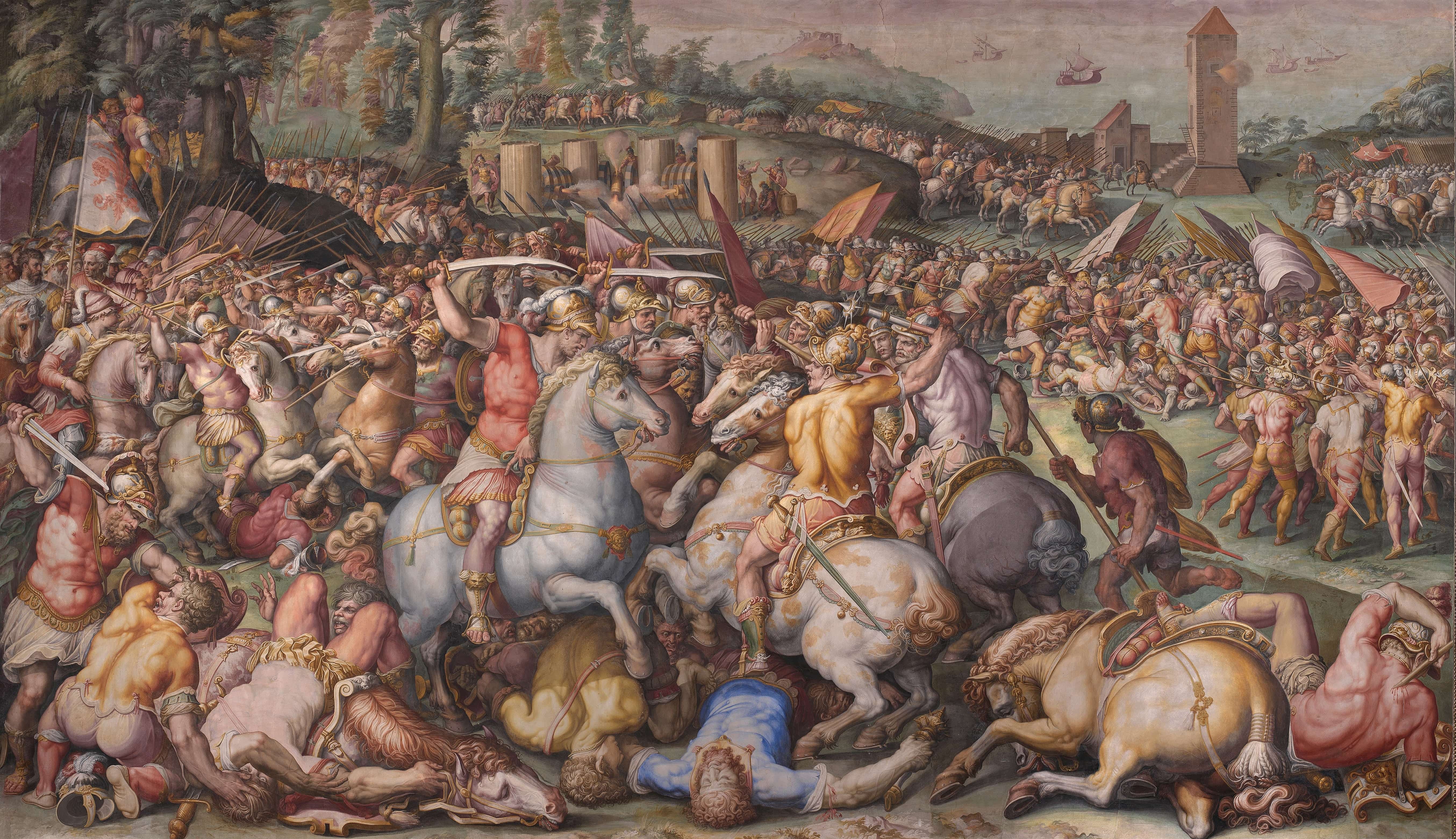 《比萨人在圣温琴佐塔的溃败》（The Rout of the Pisans At Torre San Vincenzo）｜乔尔乔·瓦萨里 Giorgio Vasari｜1568–1571