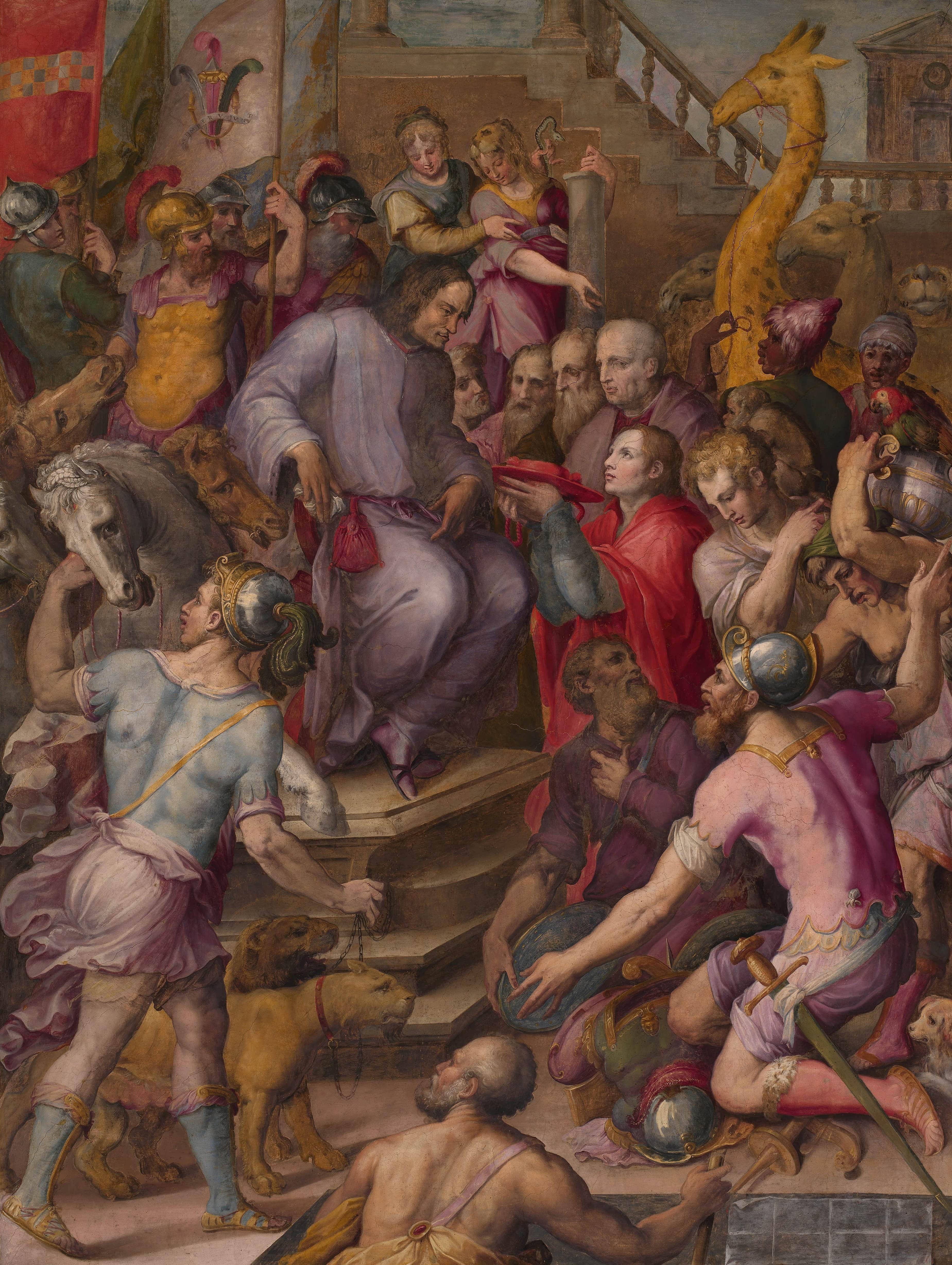 《洛伦佐大帝受到大使们的贡品》（Lorenzo the Magnificent Receives the Tribute of the Ambassadors）｜乔尔乔·瓦萨里 Giorgio Vasari｜1556–1558