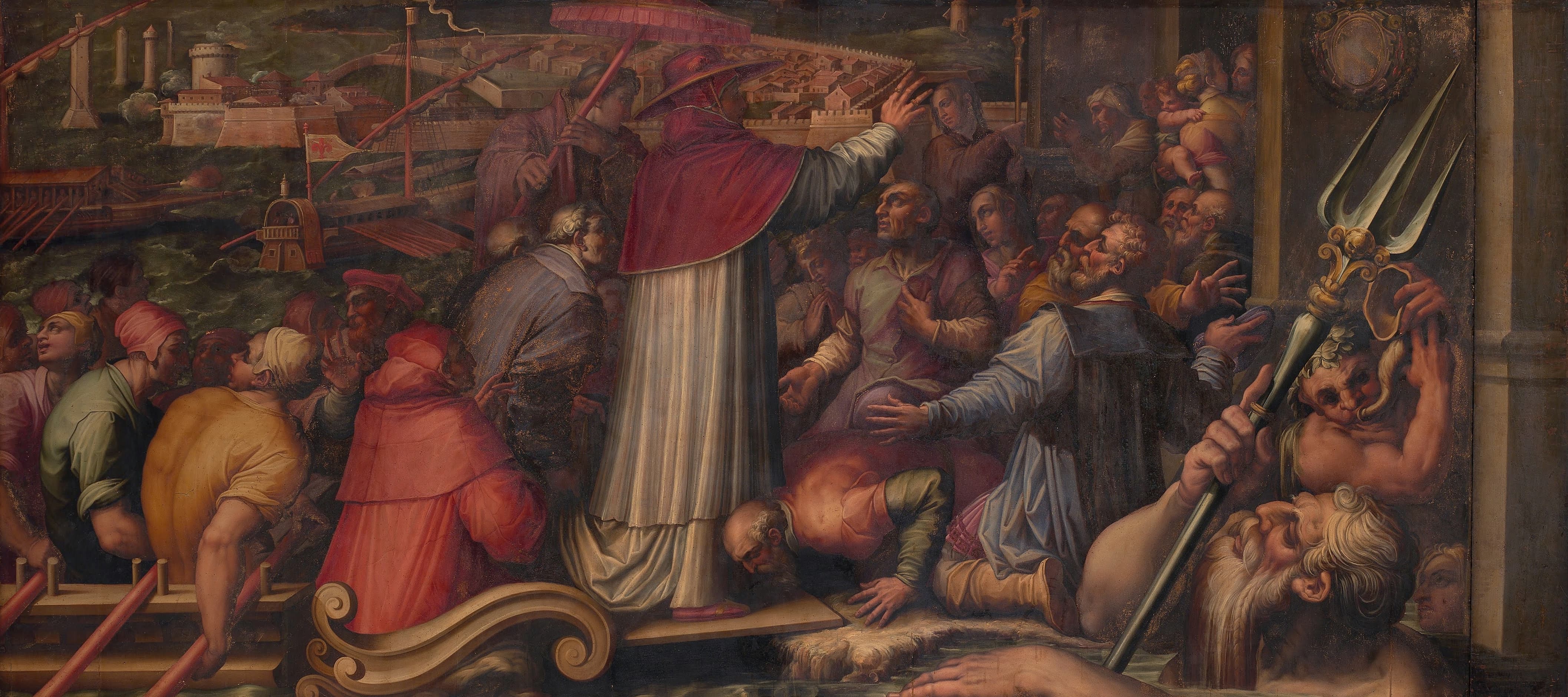 《教皇尤金四世在利沃诺下船前往佛罗伦萨避难》（Pope Eugene IV Disembarks at Livorno to Take Refuge in Florence）｜乔尔乔·瓦萨里 Giorgio Vasari｜1563–1565