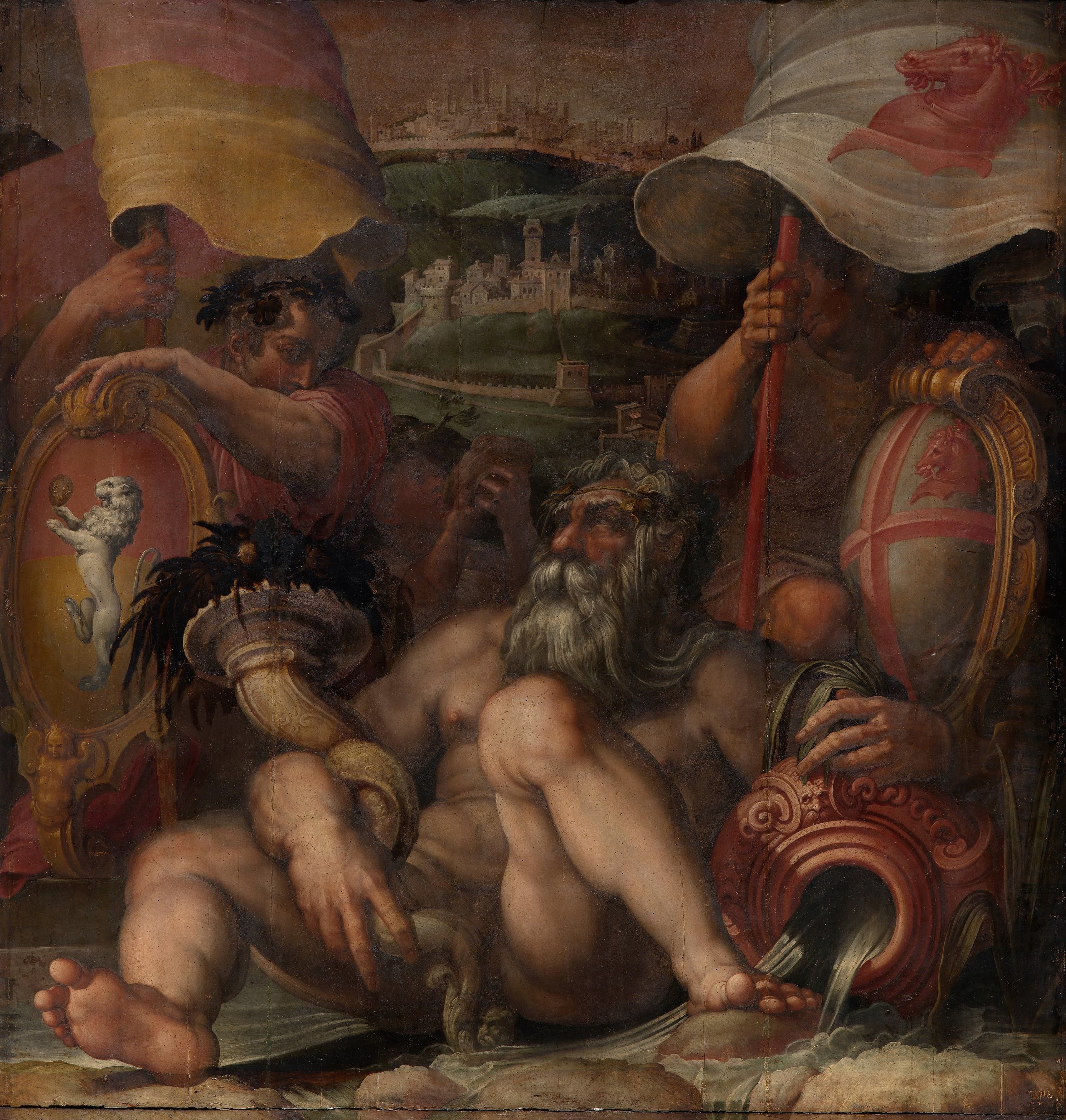 《埃尔萨谷山口和圣吉米尼亚诺的寓言》（Allegory of Colle di Val d'Elsa and San Gimignano）｜乔尔乔·瓦萨里 Giorgio Vasari｜1563–1565
