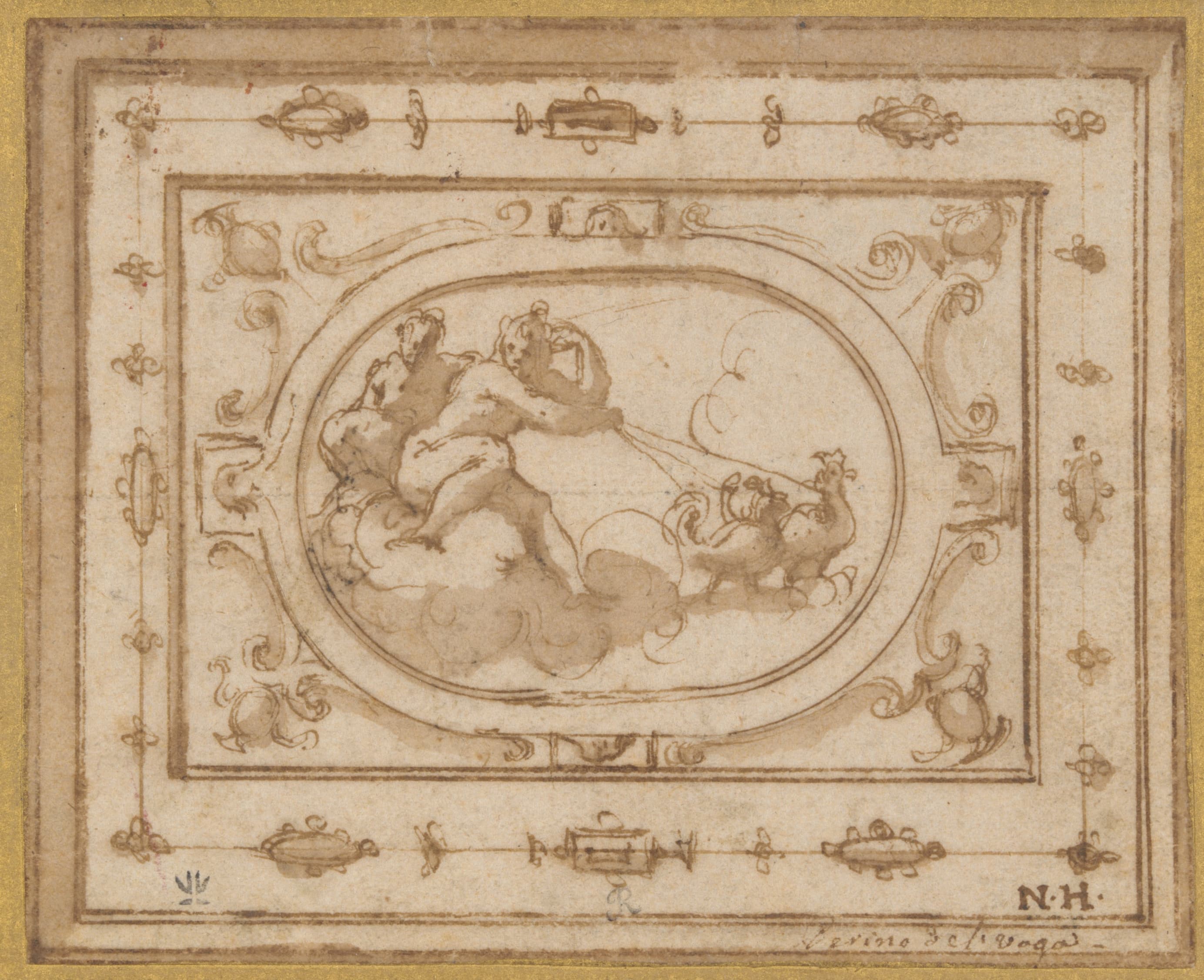 奥罗拉（Aurora）和提索尼厄斯（Tithonius），阿雷蒂诺（Aretino）的La Talenta表演舞台装饰研究