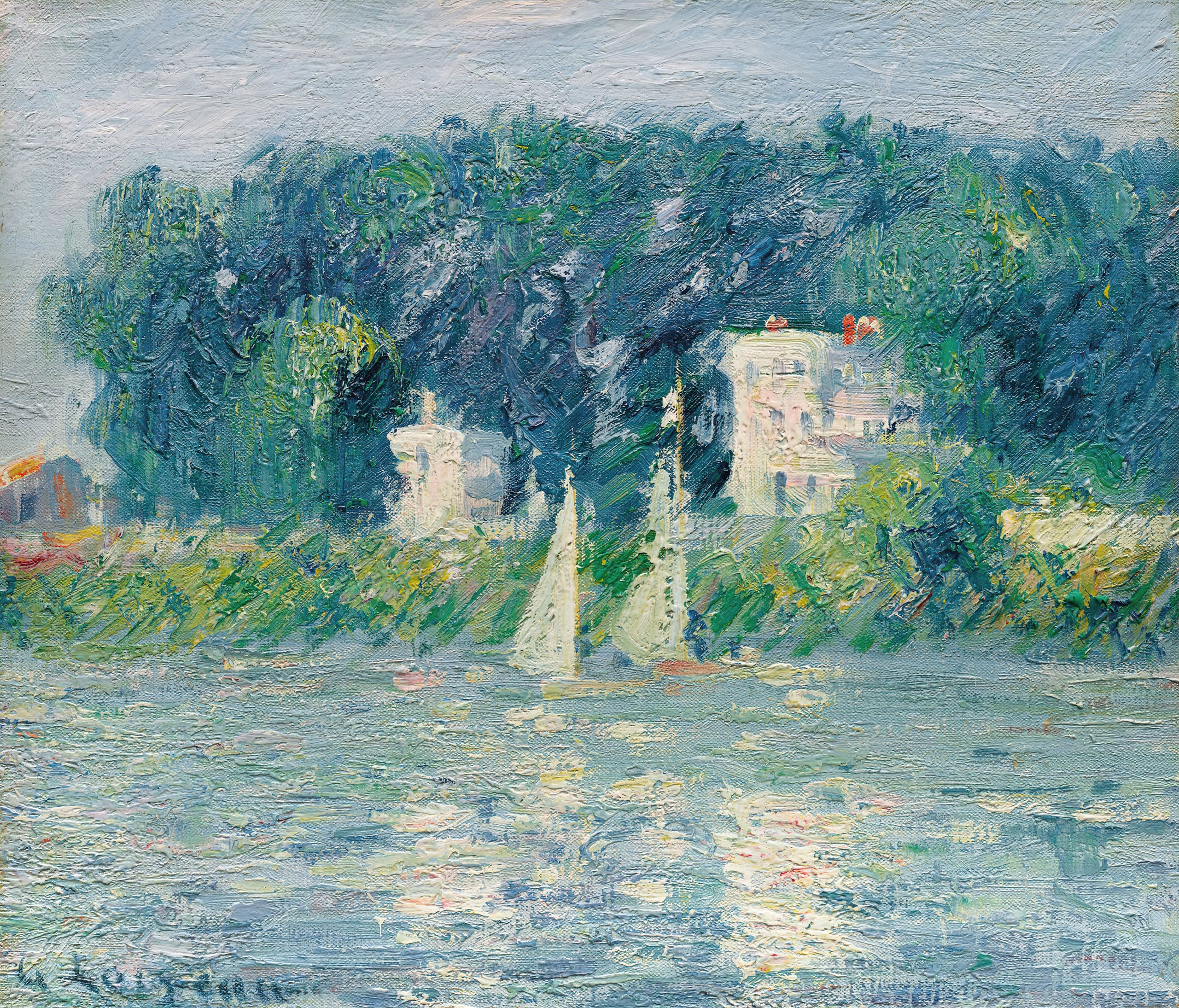 《瓦兹河上的帆船》（Voiliers sur l’Oise）｜古斯塔夫·卡耶博特 Gustave Caillebotte｜不明