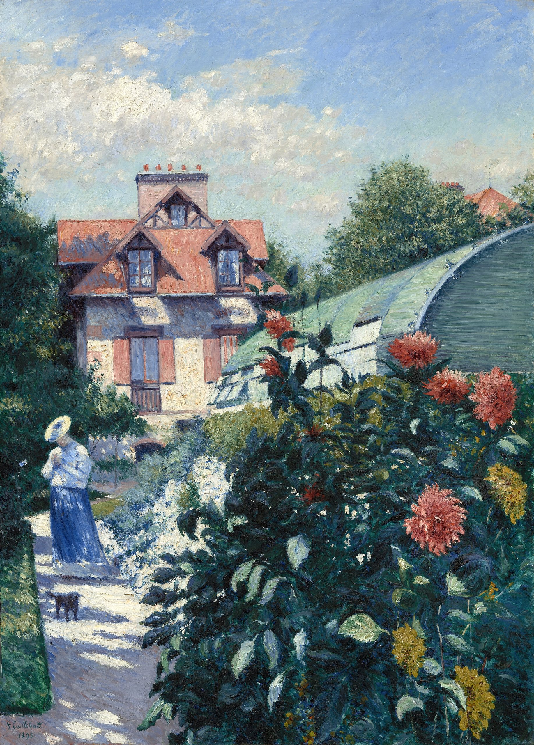 《小热讷维利耶花园里的大丽花》（Dahlias,Garden at Petit Gennevilliers）｜古斯塔夫·卡耶博特 Gustave Caillebotte｜1893