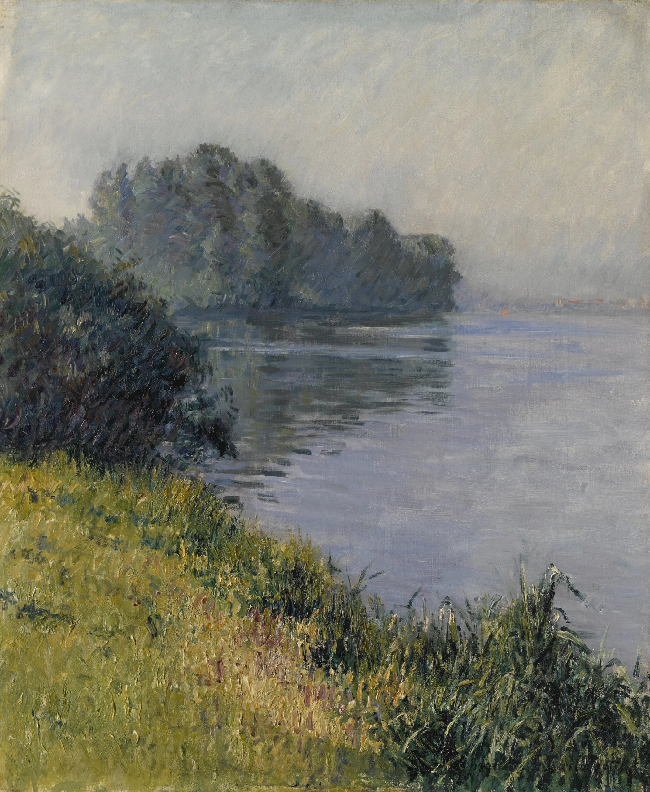 《雾天马朗特岛的塞纳河》（La Seine à l’Île Marante par temps brumeux）｜古斯塔夫·卡耶博特 Gustave Caillebotte｜1891