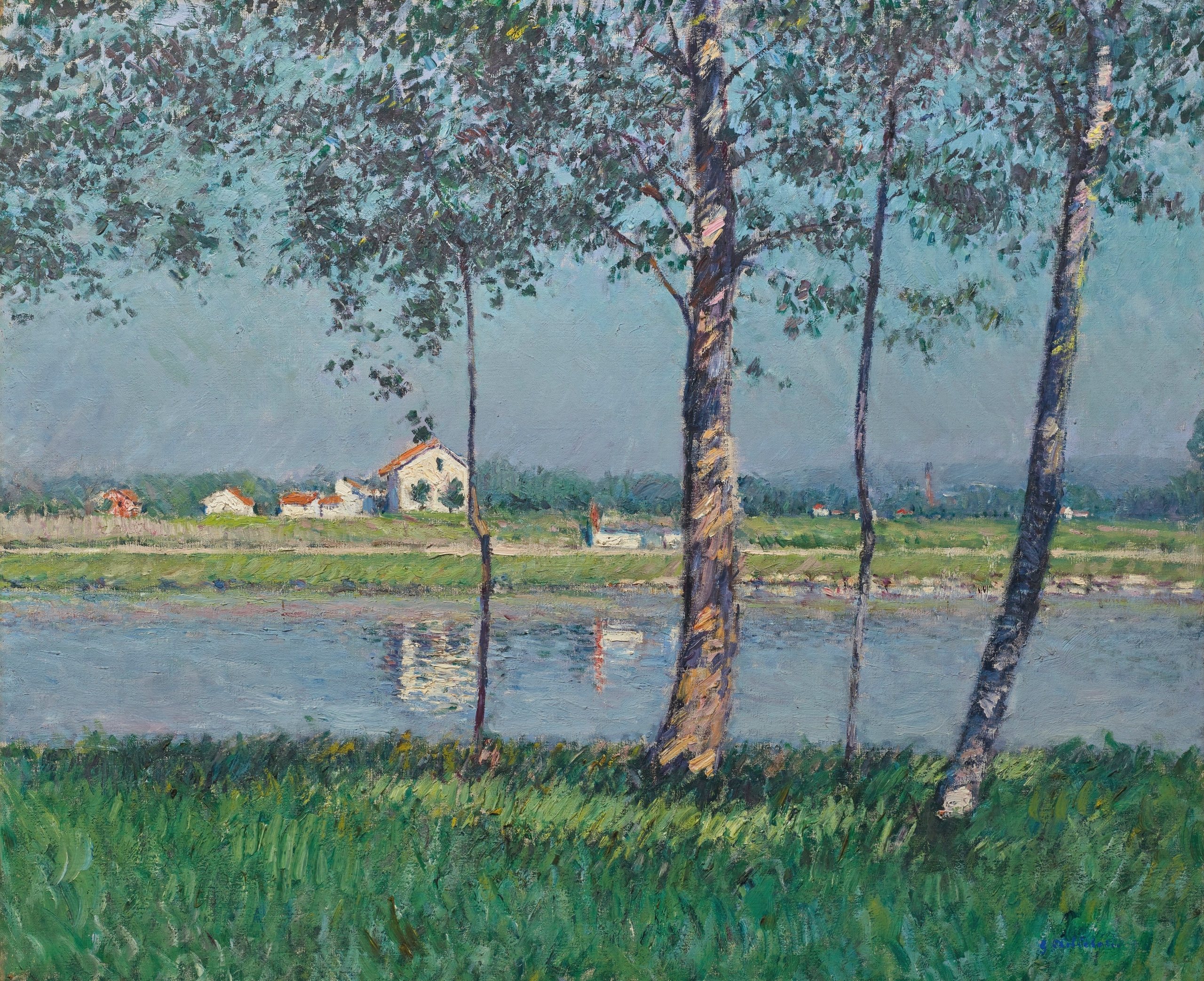 《小热讷维利耶的塞纳河岸》（Rive de la Seine au Petit-Gennevilliers）｜古斯塔夫·卡耶博特 Gustave Caillebotte｜约 1888