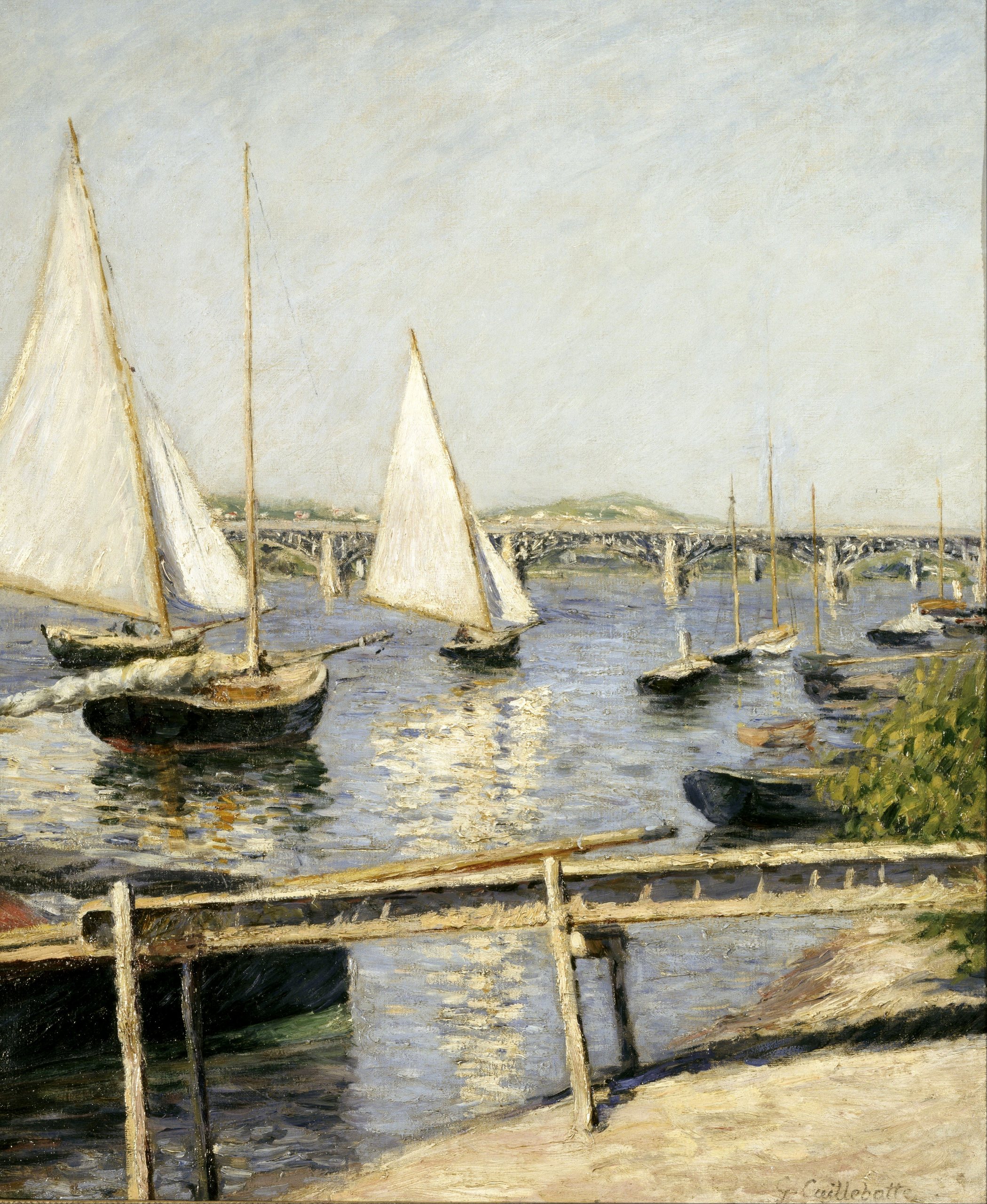 《阿让特伊的帆船》（Sailing Boats at Argenteuil）｜古斯塔夫·卡耶博特 Gustave Caillebotte｜约 1888