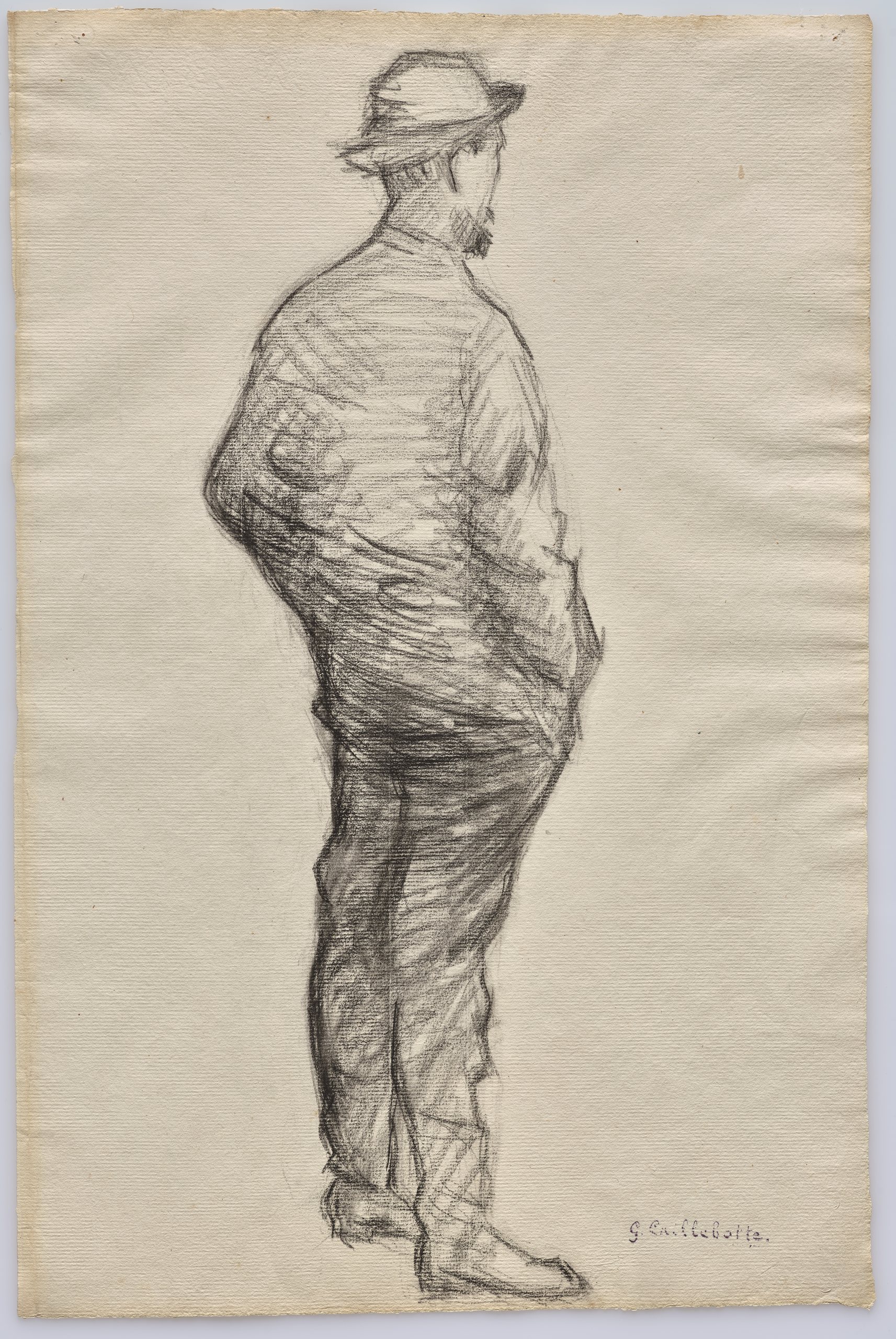《塞纳河岸：夕阳效果》（Study of a Man with Hands in His Pockets）｜古斯塔夫·卡耶博特 Gustave Caillebotte｜1893