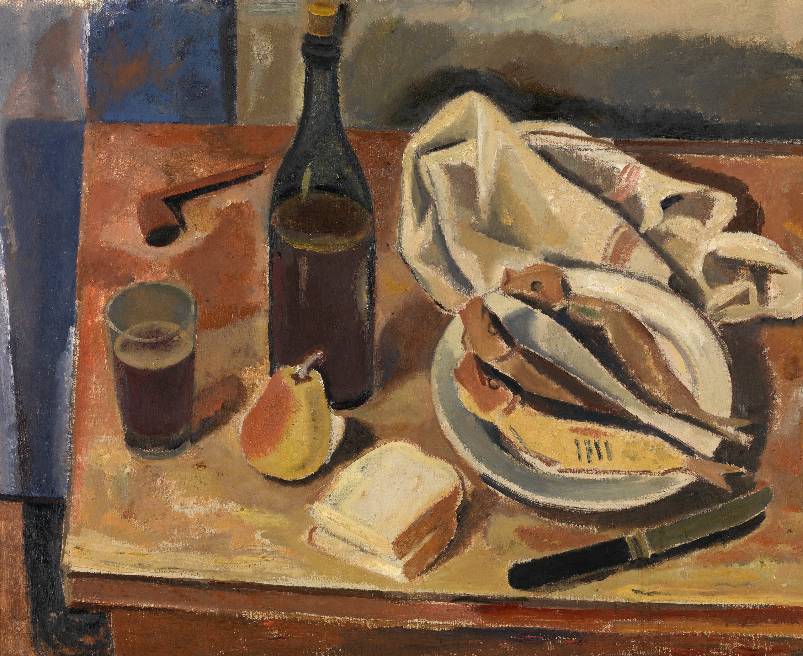 《静物与鲱鱼》（Still Life with Herring）｜古斯塔夫·德·斯梅特 Gustave De Smet｜1934