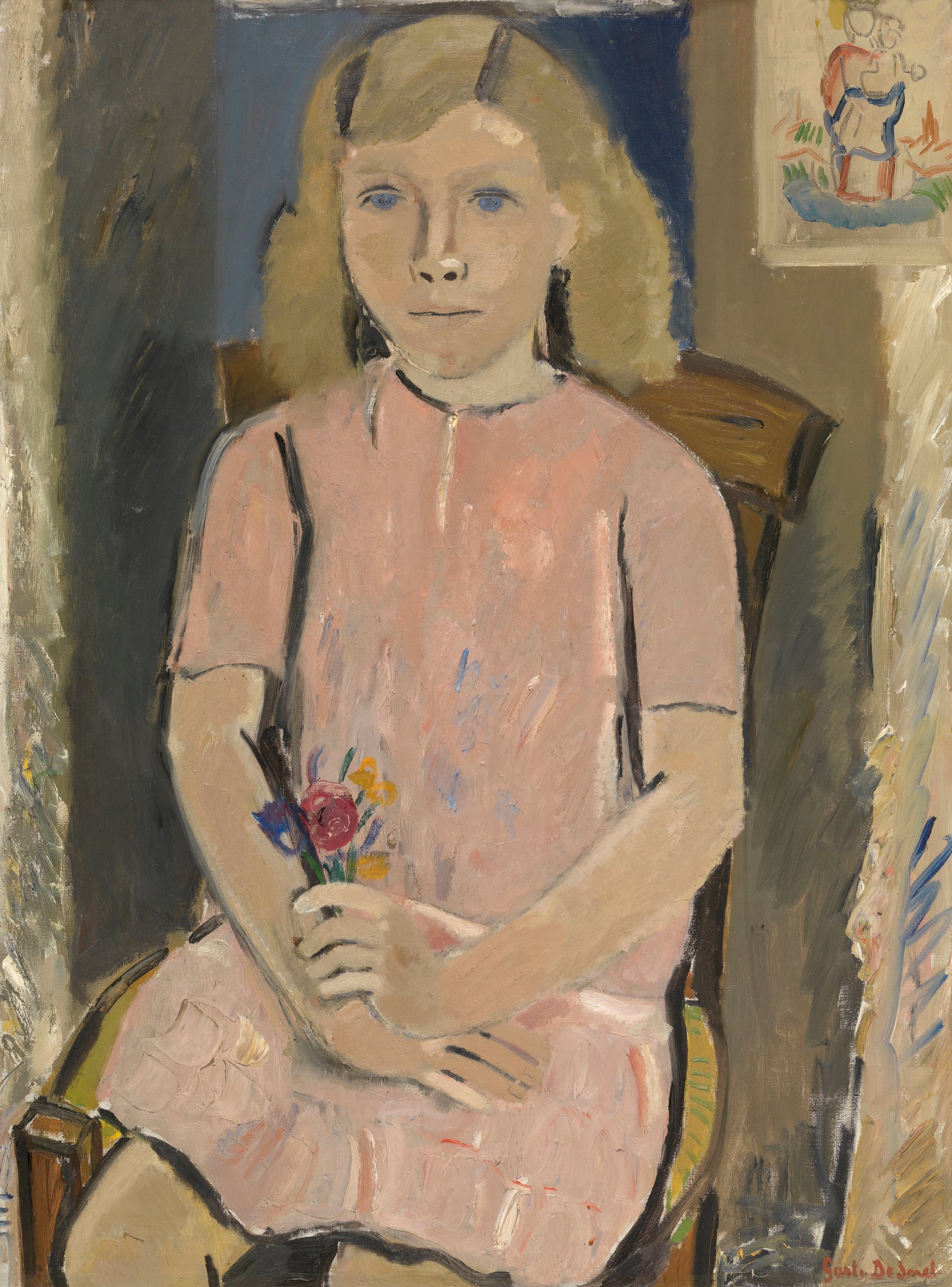《粉红女孩》（Girl in Pink）｜古斯塔夫·德·斯梅特 Gustave De Smet｜1937