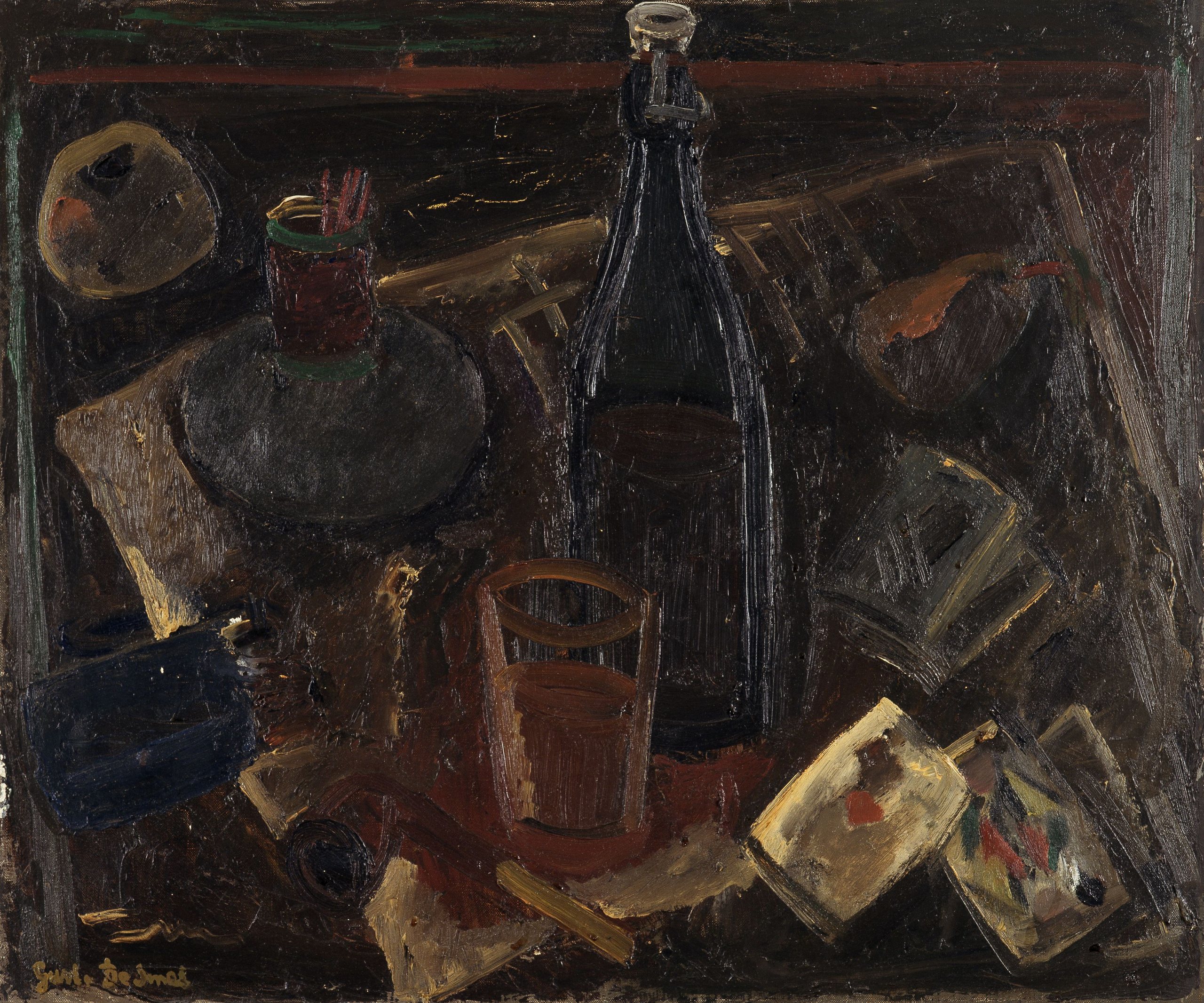 《静物与扑克牌》（Still Life with Playing Cards）｜古斯塔夫·德·斯梅特 Gustave De Smet｜1941