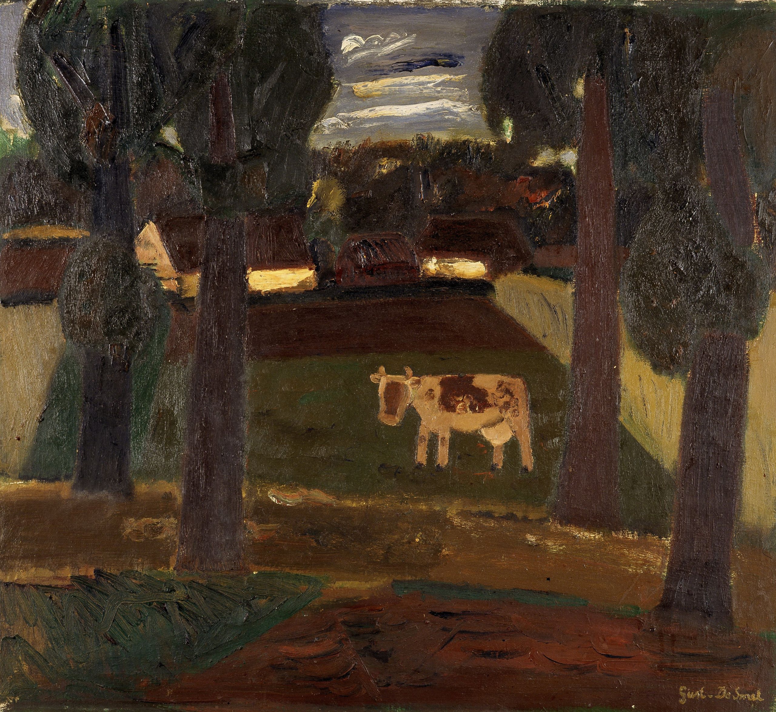 《草地和农舍（20 世纪）》（Meadows and a Farmhouse (20th century)）｜古斯塔夫·德·斯梅特 Gustave De Smet｜不明