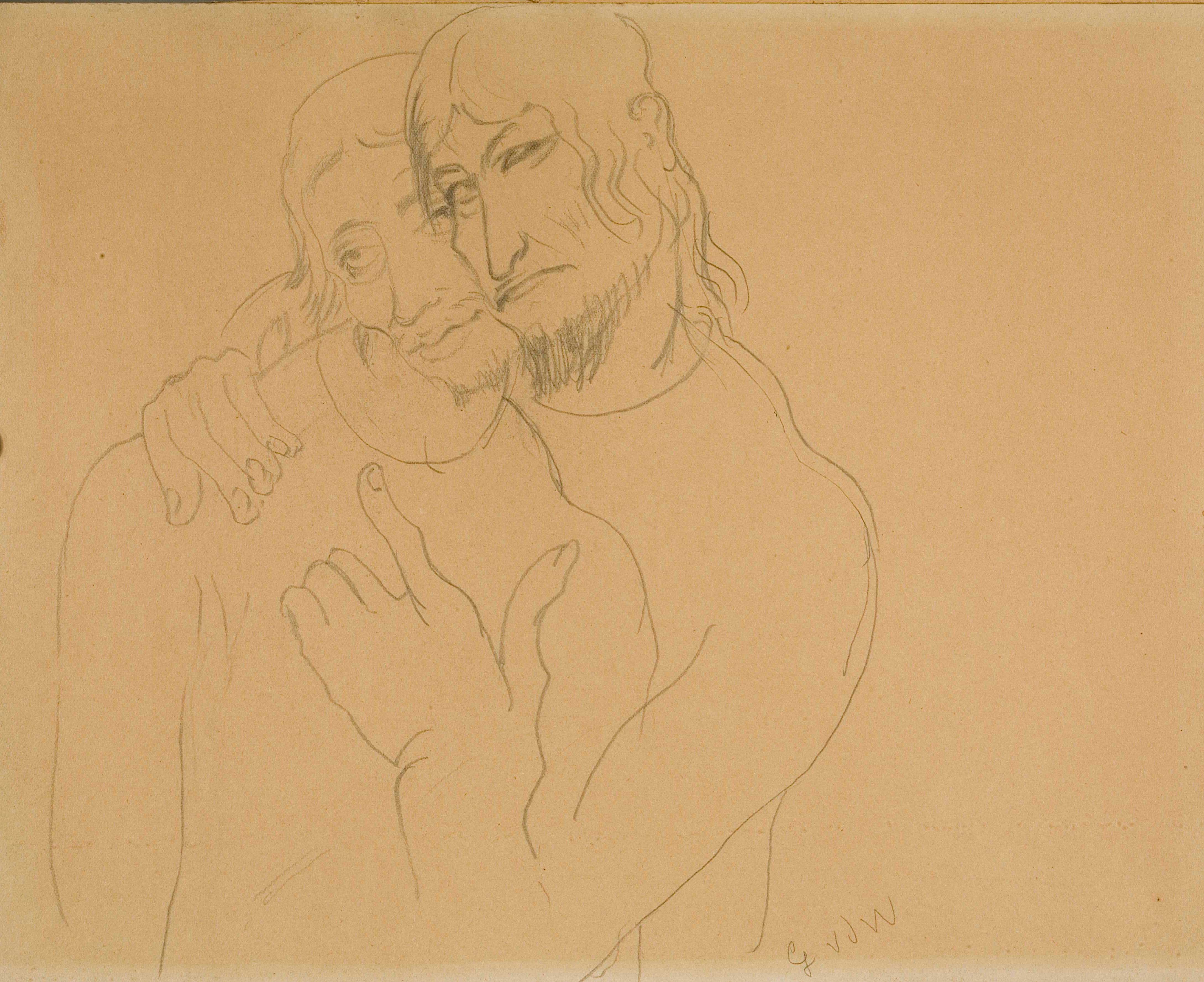 《研究《犹大之吻》（Study for ’The Judas Kiss’）｜古斯塔夫·范·德·沃斯泰恩 Gustave van de Woestijne｜1937