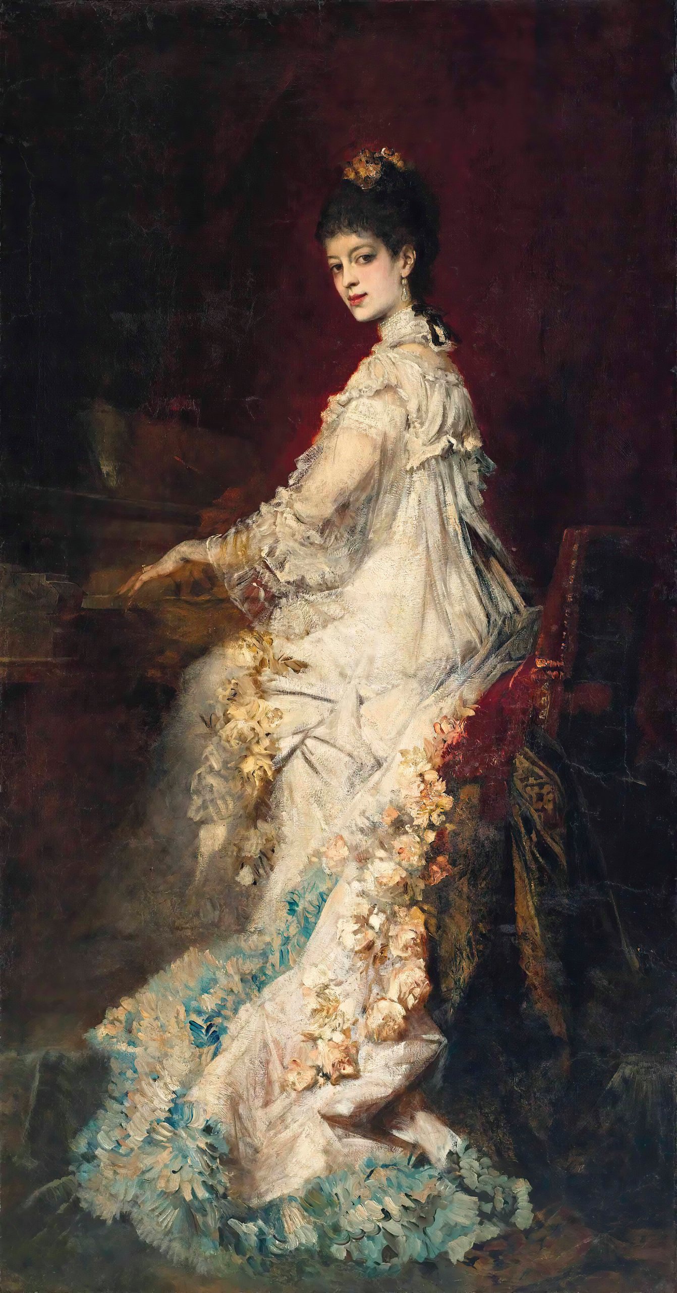 《玛丽亚·冯·登霍夫伯爵夫人的肖像》（Portrait Of Maria, Countess Von Dönhoff）｜汉斯·马卡特 Hans Makart｜不明