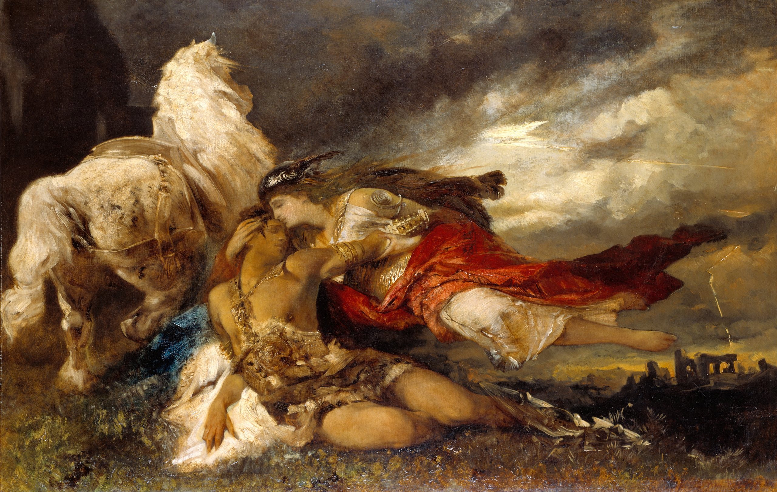 《瓦尔基里与垂死的英雄》（Valkyrie and a Dying Hero）｜汉斯·马卡特 Hans Makart｜不明