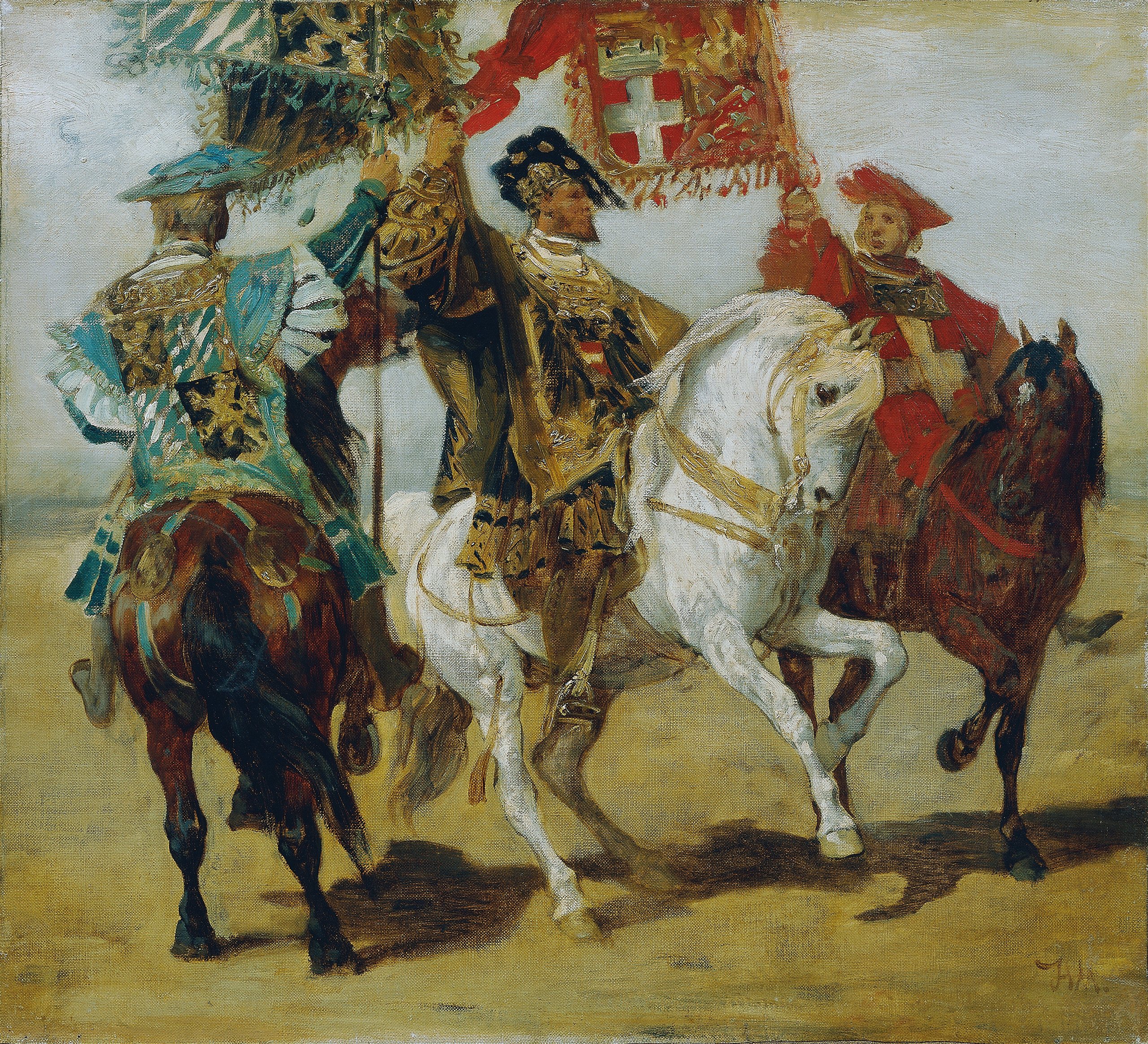 《三座标准支架》（Three Mounted Standard Bearers）｜汉斯·马卡特 Hans Makart｜1879