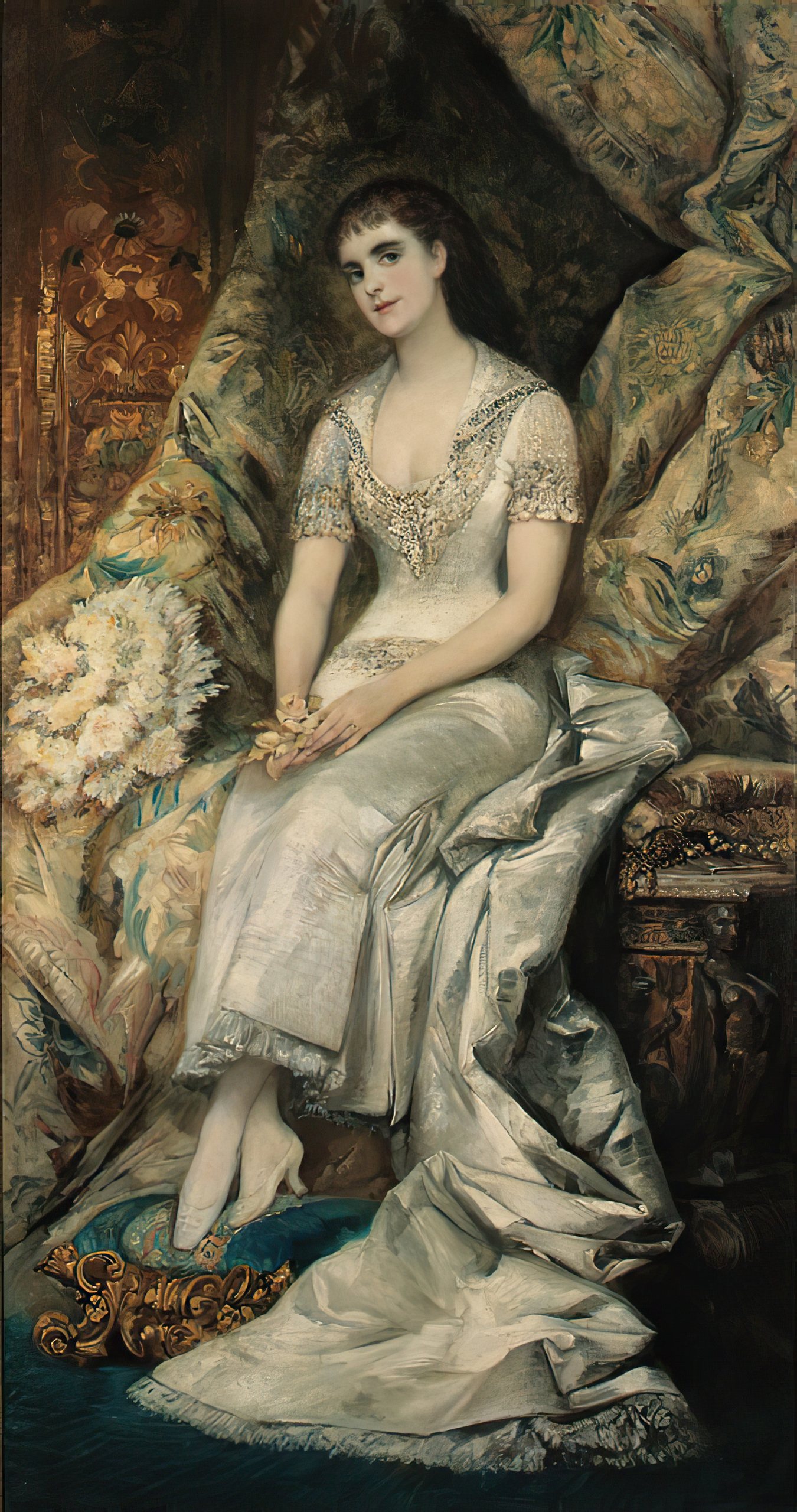 《坐着的女士肖像，可能是比安卡·特森伯格伯爵夫人》（A Portrait Of A Seated Lady, Possibly Countess Bianca Teschenberg）｜汉斯·马卡特 Hans Makart｜不明