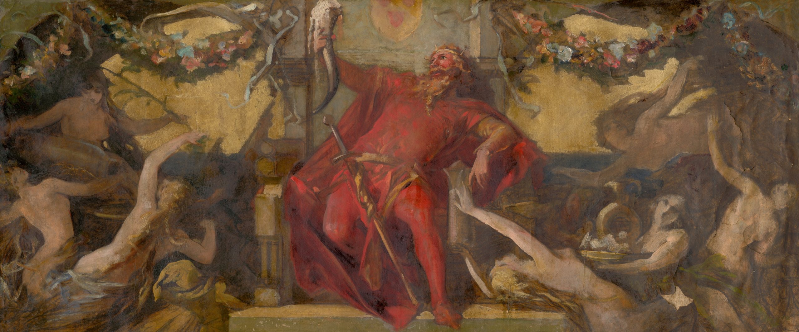 《（装饰面板研究）Gambrinus》（(Study for the Decorative Panel) Gambrinus）｜汉斯·马卡特 Hans Makart｜1875-1884