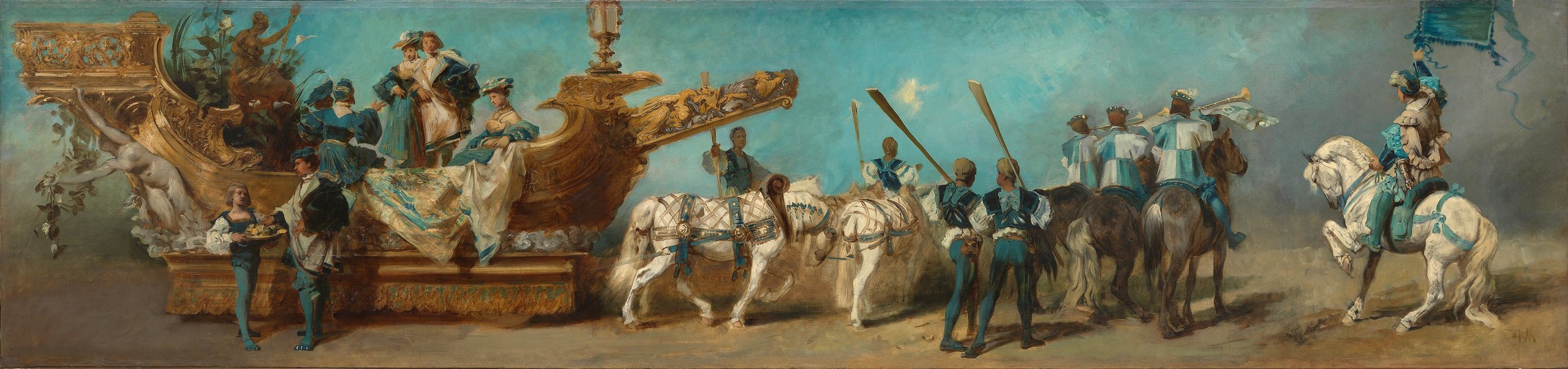 《1879 年选美比赛的设计 – 多瑙河轮船公司》（Design for the 1879 pageant - The Danube Steamship Company）｜汉斯·马卡特 Hans Makart｜1879