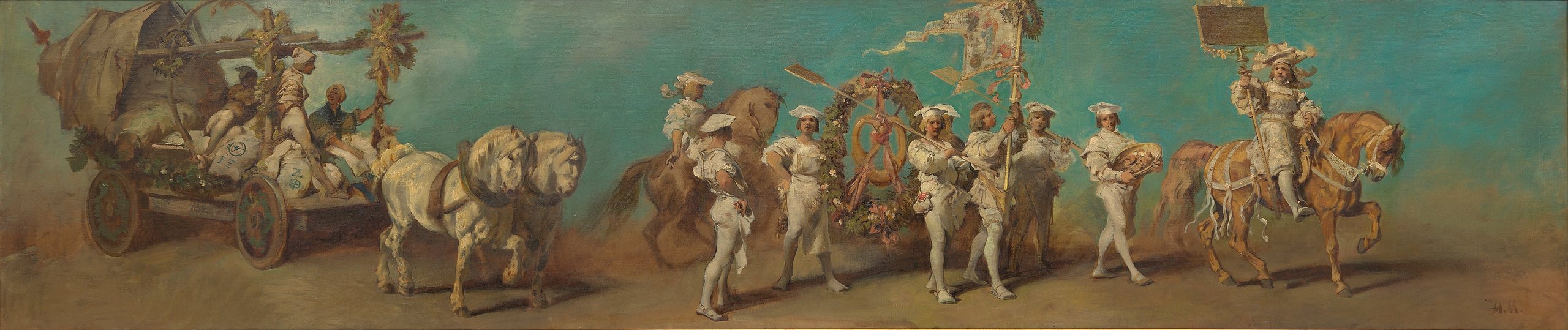《1879 年选美比赛的设计 – 磨坊主和面包师》（Design for the 1879 pageant - The millers and bakers）｜汉斯·马卡特 Hans Makart｜1879