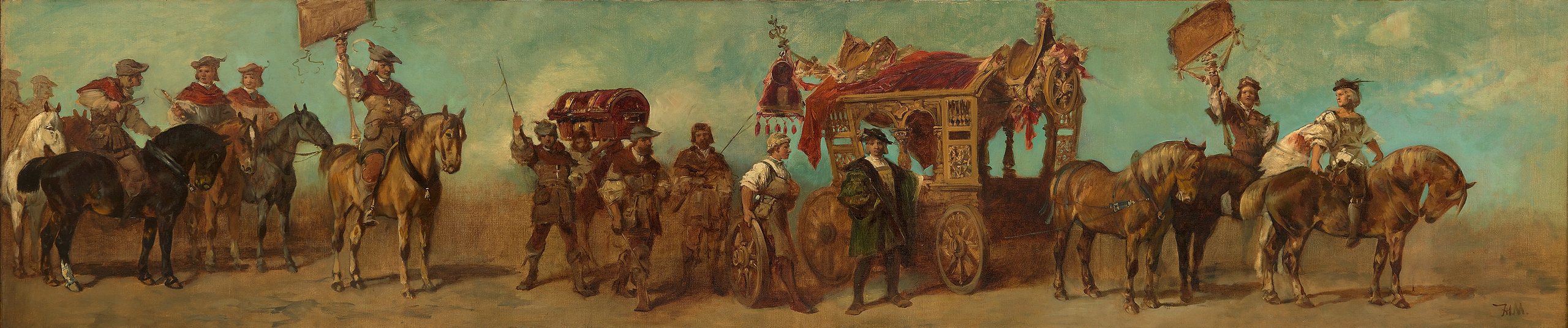 《1879 年选美比赛的设计 – 马车制造商、马鞍匠、Riemer 和 Taschner》（Design for the 1879 pageant - The wagon builders, saddlers, Riemer and Taschner）｜汉斯·马卡特 Hans Makart｜1879