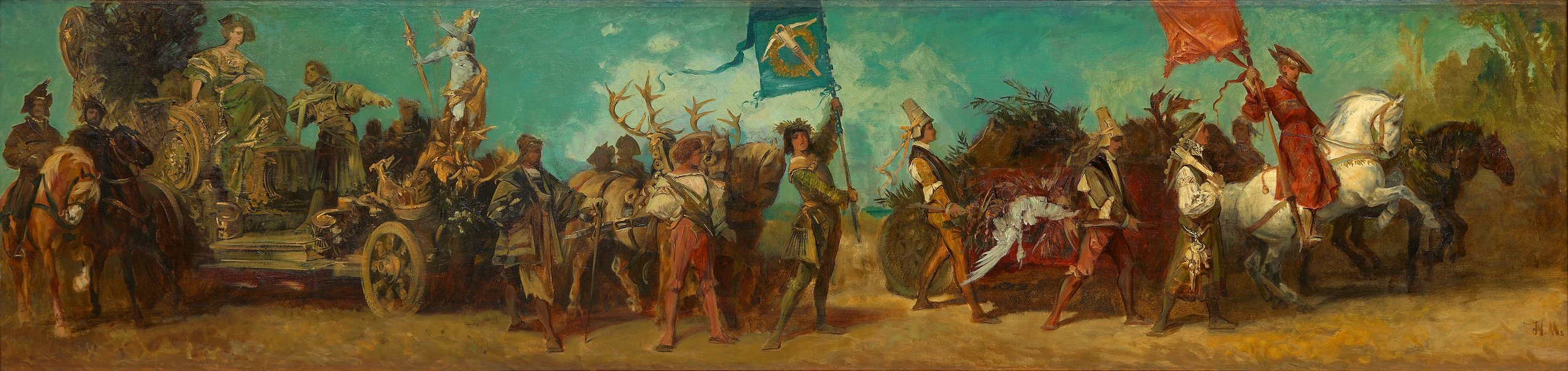 《1879 年选美比赛的设计——狩猎花车》（Design for the 1879 pageant – hunting float）｜汉斯·马卡特 Hans Makart｜1879