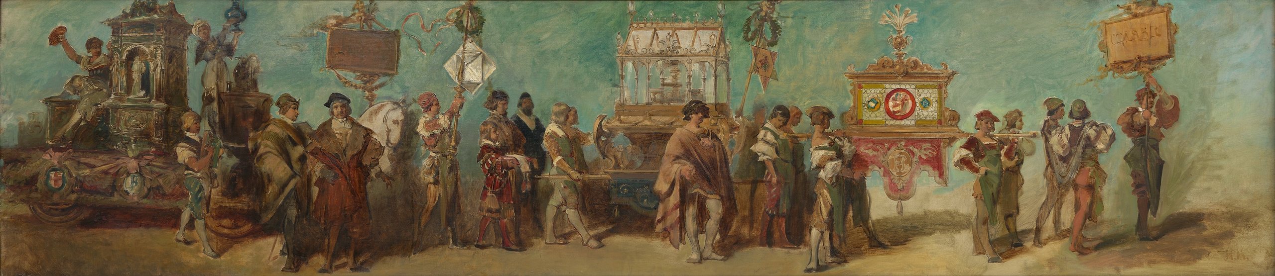 《1879 年选美比赛的设计 – 陶工和玻璃工》（Design for the 1879 pageant - The potters and glaziers）｜汉斯·马卡特 Hans Makart｜1879