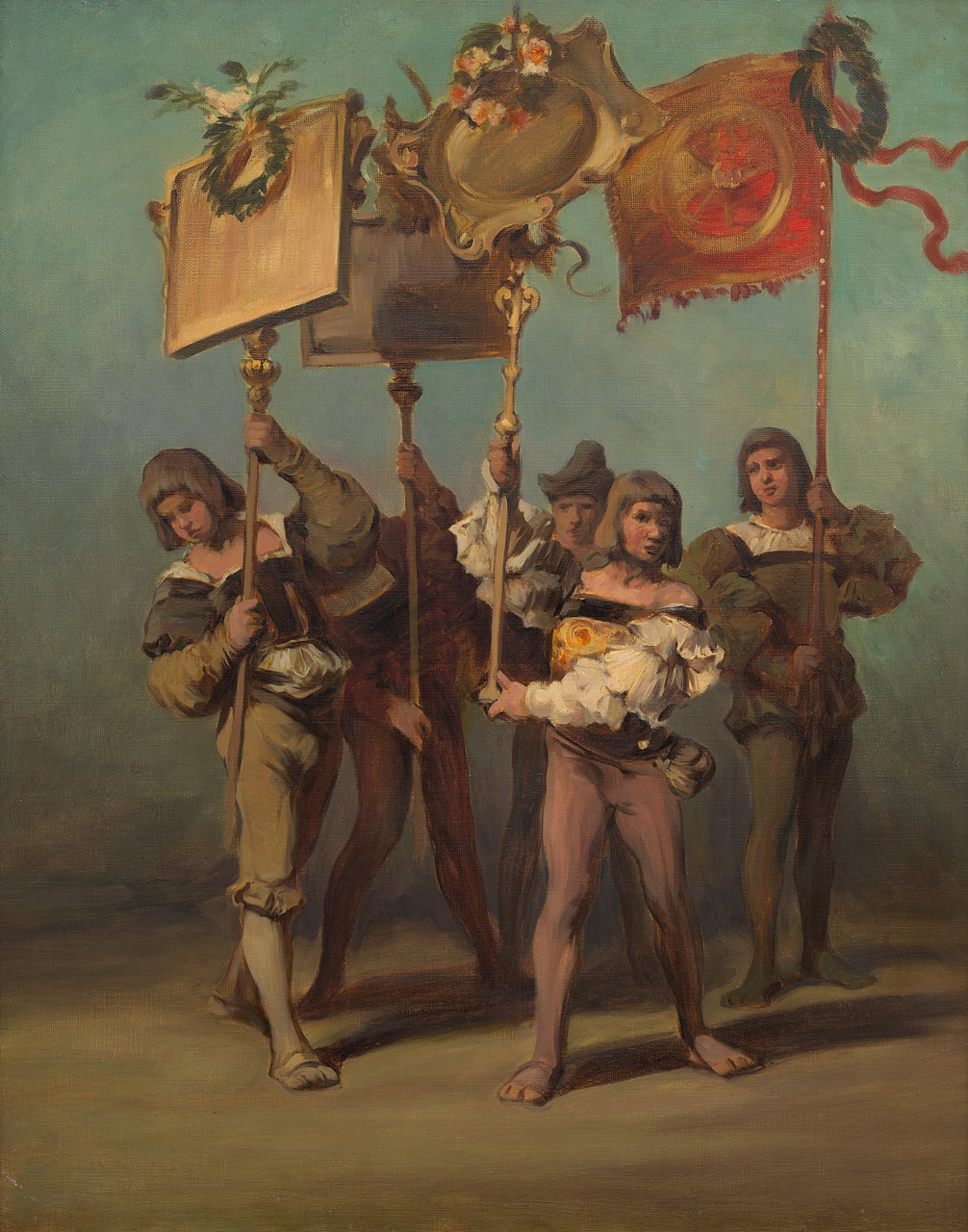 《1879 年选美比赛的设计 – 木匠旗手》（Design for the 1879 pageant - standard bearer for the carpenters）｜汉斯·马卡特 Hans Makart｜1879