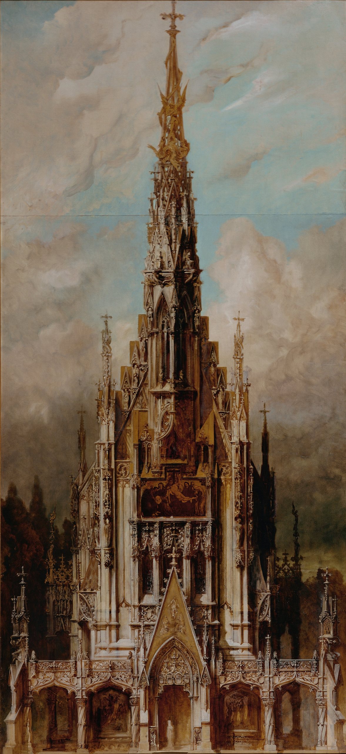 《圣迈克尔哥特式坟墓教堂，塔楼立面》（Gothic grave church of St. Michael, tower facade）｜汉斯·马卡特 Hans Makart｜1883
