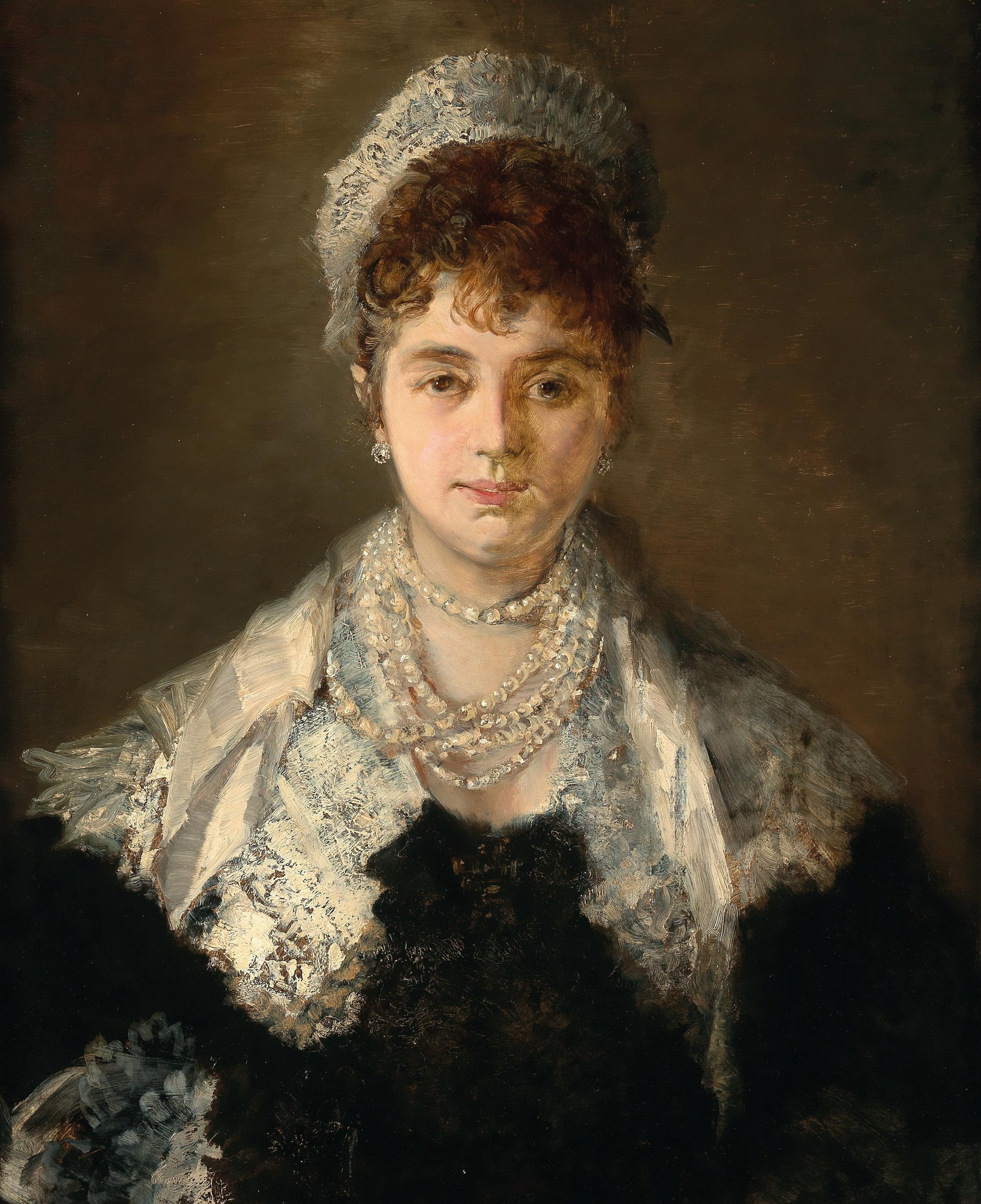 《戴珍珠项链的女士肖像》（Portrait of a Lady with a Pearl Necklace）｜汉斯·马卡特 Hans Makart｜不明
