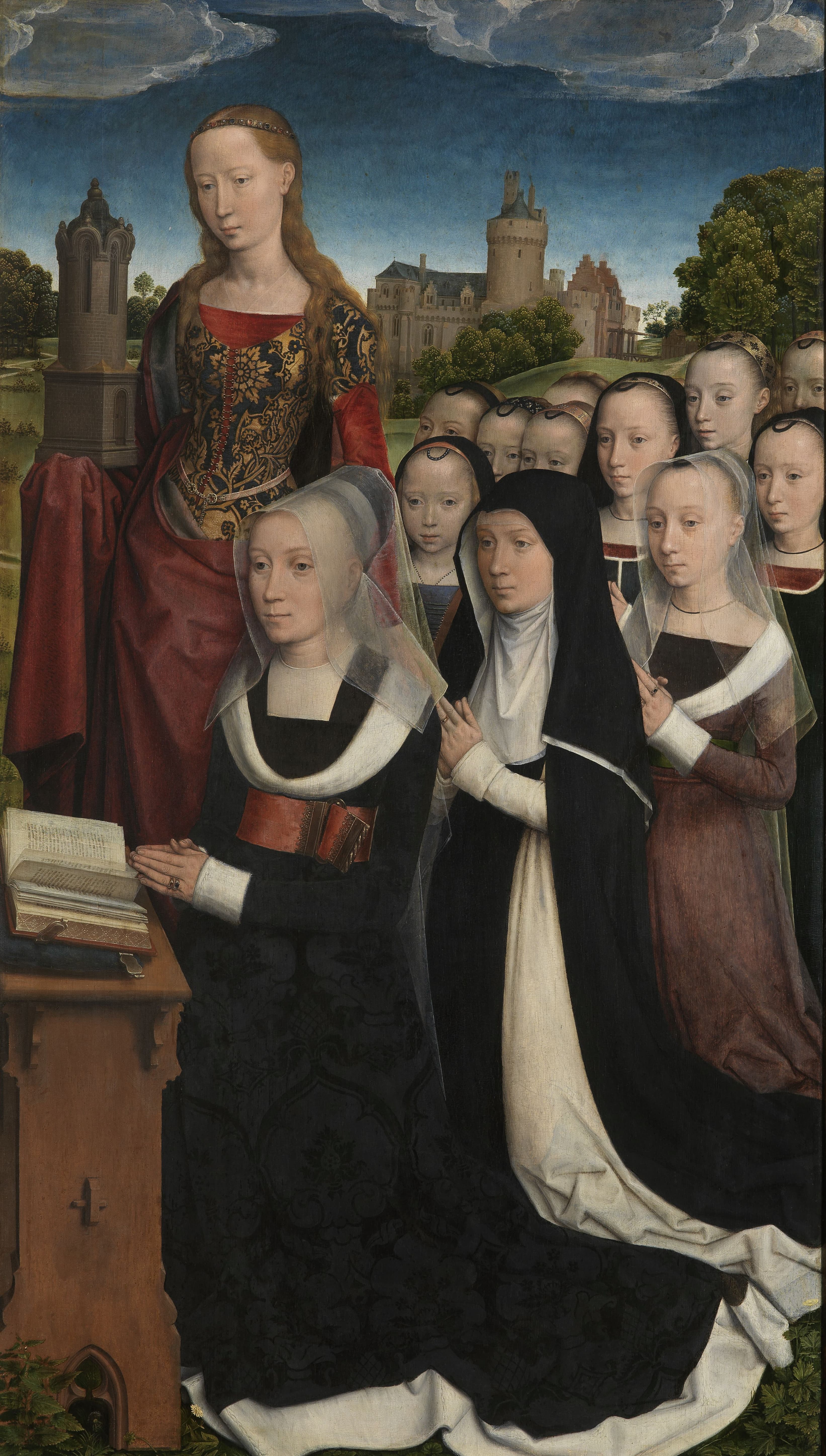 《芭芭拉·范·弗兰德伯赫与女儿及主保圣人》（Barbara van Vlaenderbergh with Her Daughters and Patron Saint）｜汉斯·梅姆林 Hans Memling｜1484