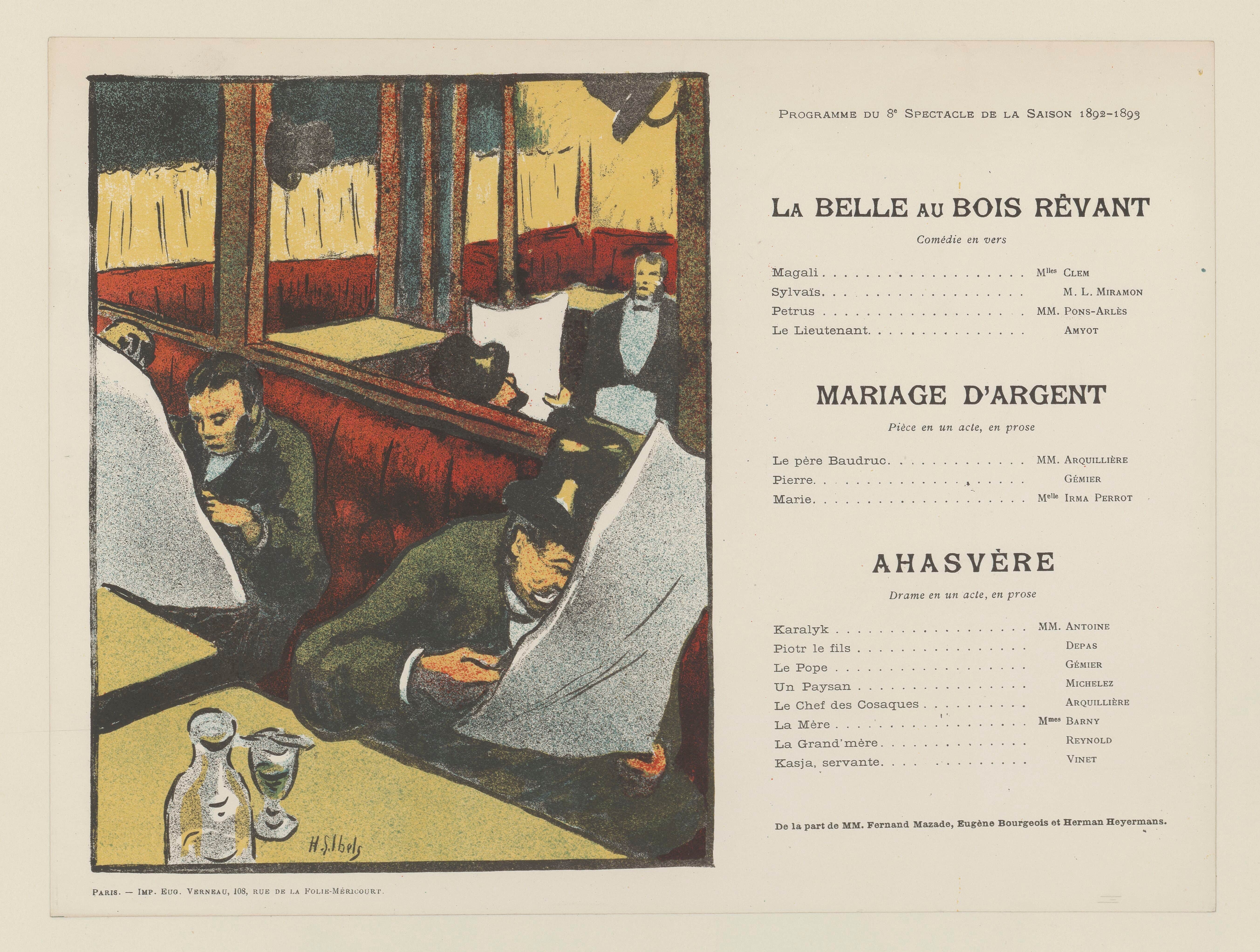 《自由剧院 – 节目 – 本季第五场演出 – 1892-1893》（The Free Theater – Program – of the 5th Show – of the Season – 1892-1893）｜亨利-加布里埃尔·伊贝尔 Henri-Gabriel Ibels｜1892-1893