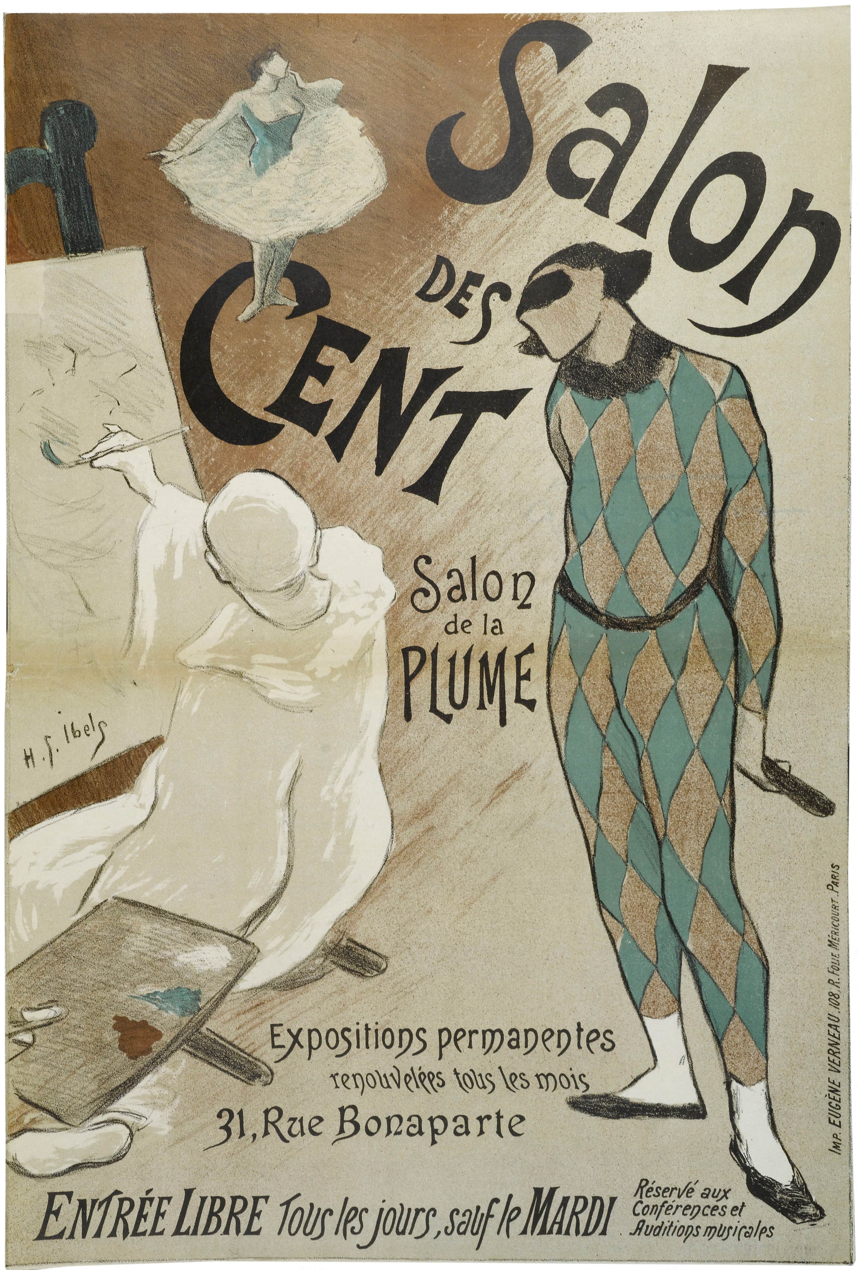《Salon des Cent、Salon de la Plume》（Salon des Cent, Salon de la Plume）｜亨利-加布里埃尔·伊贝尔 Henri-Gabriel Ibels｜1893