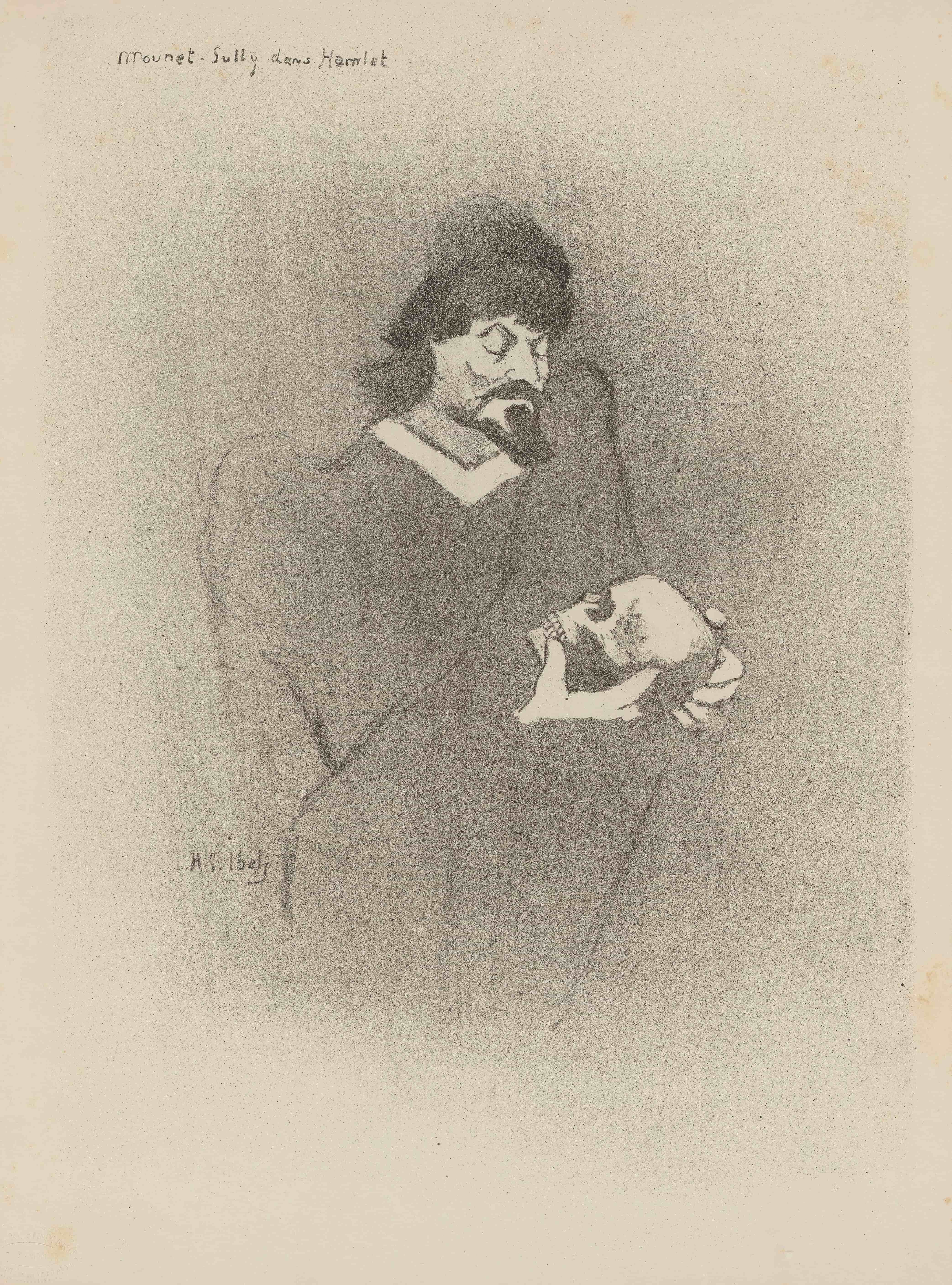 《穆奈-苏利《哈姆雷特》（Mounet-Sully in Hamlet）｜亨利-加布里埃尔·伊贝尔 Henri-Gabriel Ibels｜1893