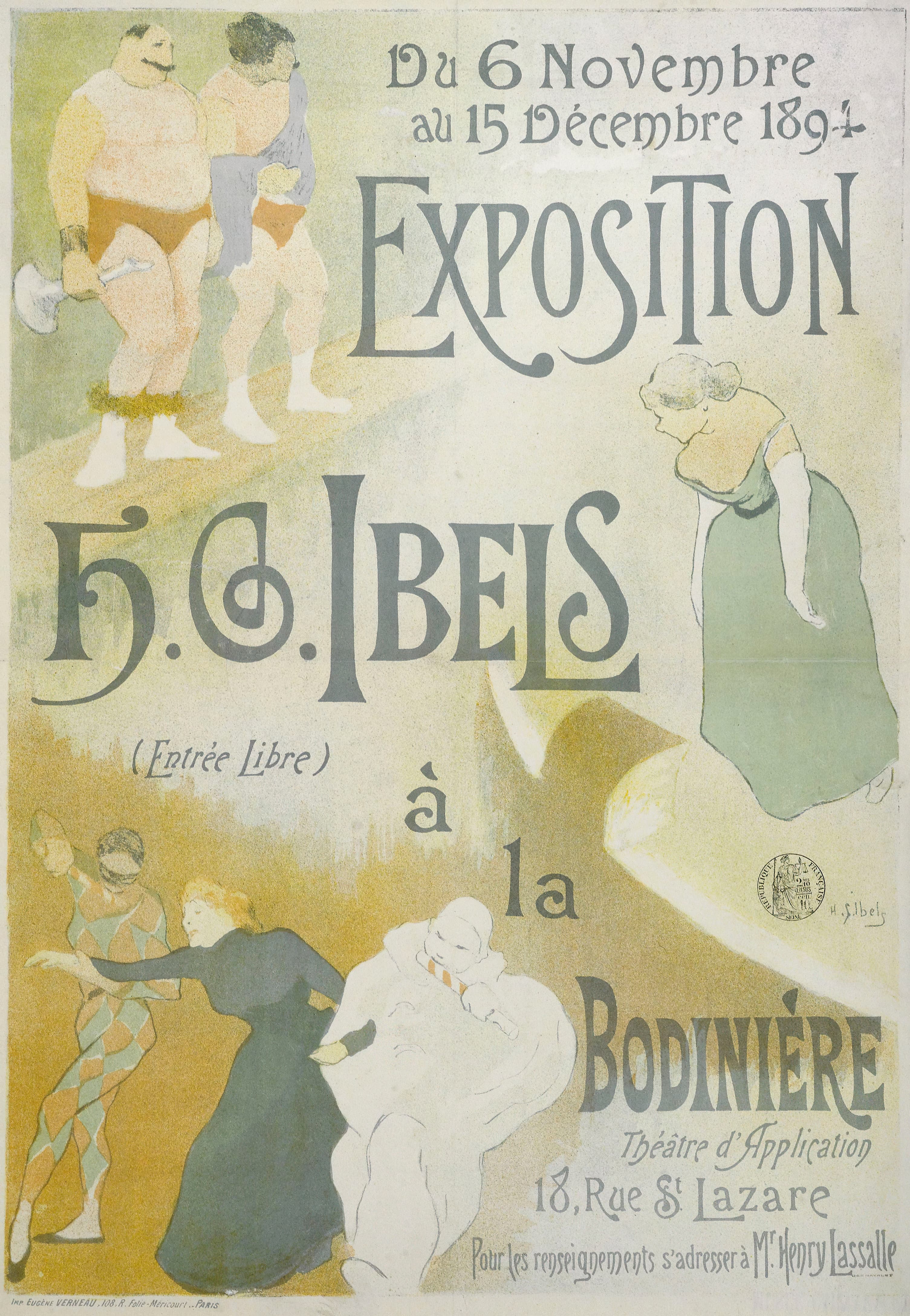 《H.G. Ibels 展览（免费入场）在 La Bodiniere》（H.G. Ibels Exhibition (Free Entry) At La Bodiniere）｜亨利-加布里埃尔·伊贝尔 Henri-Gabriel Ibels｜1894