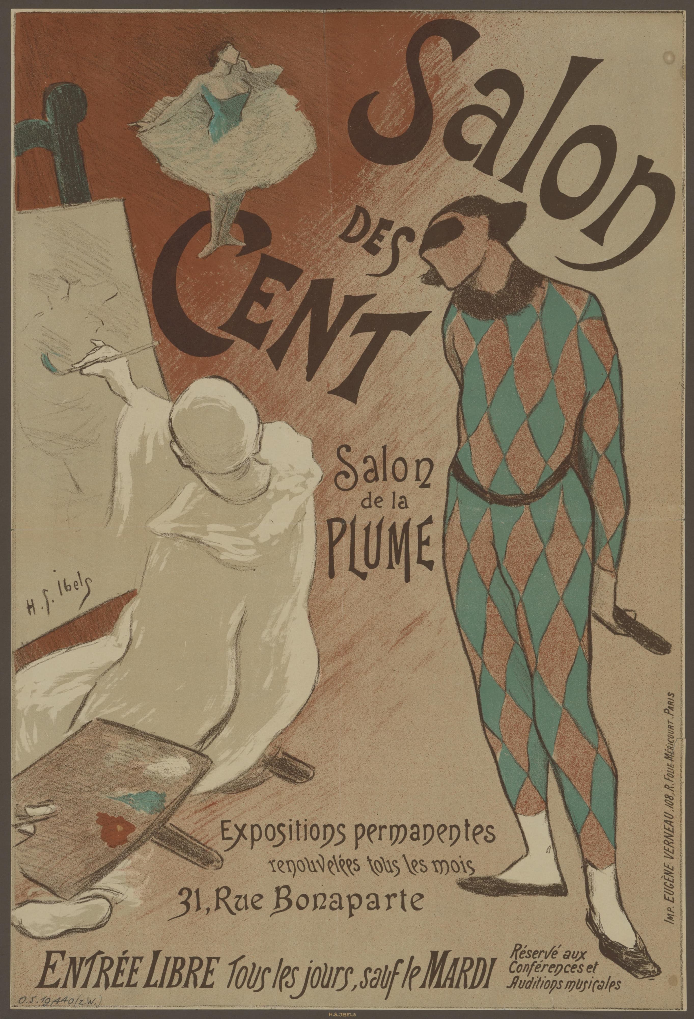 《中央沙龙羽毛沙龙》（Salon des Cent. Feather Salon）｜亨利-加布里埃尔·伊贝尔 Henri-Gabriel Ibels｜1894