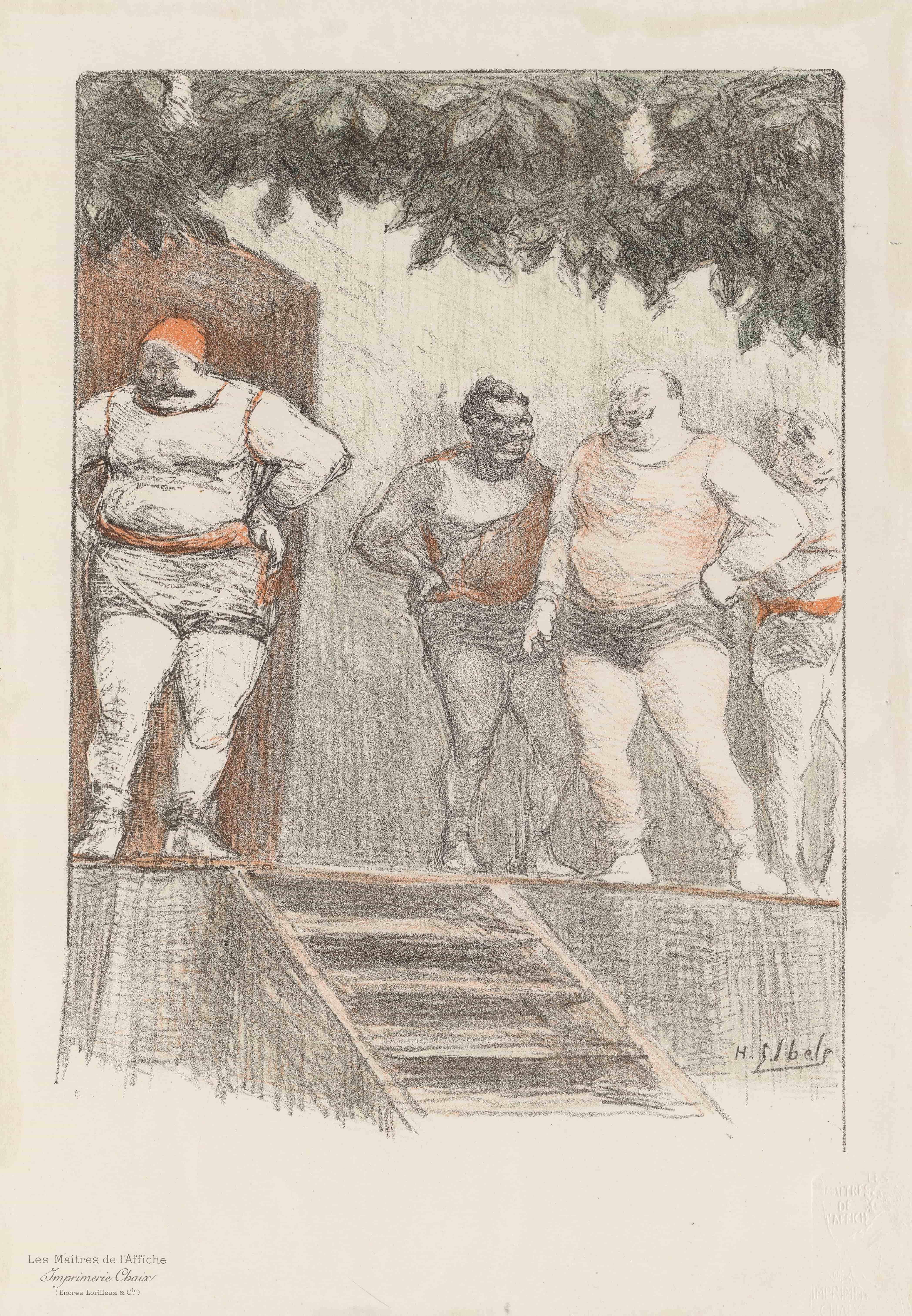 《公平摔跤手》（Fair wrestlers）｜亨利-加布里埃尔·伊贝尔 Henri-Gabriel Ibels｜1898