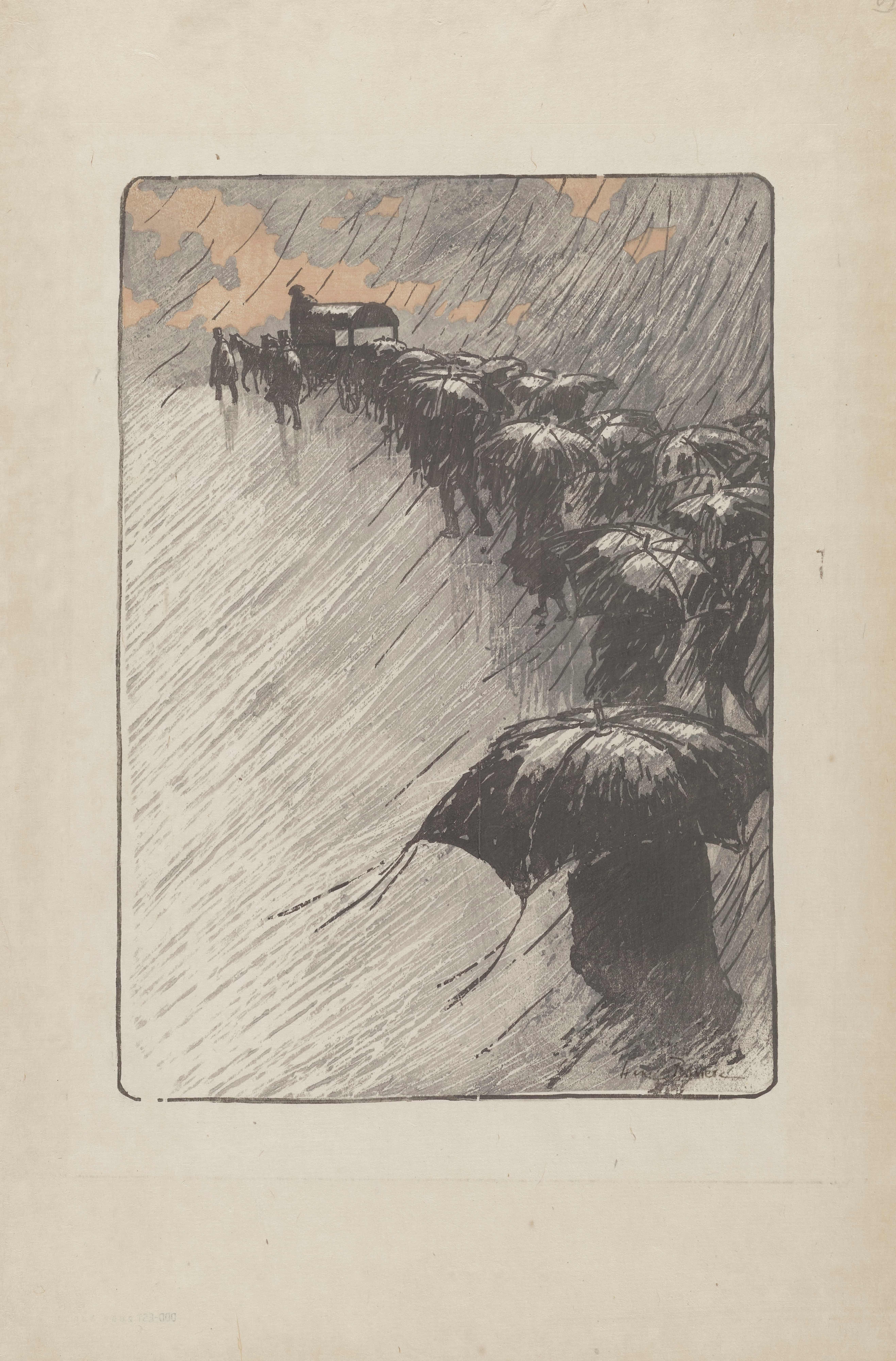 《撑伞的送葬队伍》（Funeral Procession with Umbrellas）｜亨利·里维埃 Henri Rivière｜1891