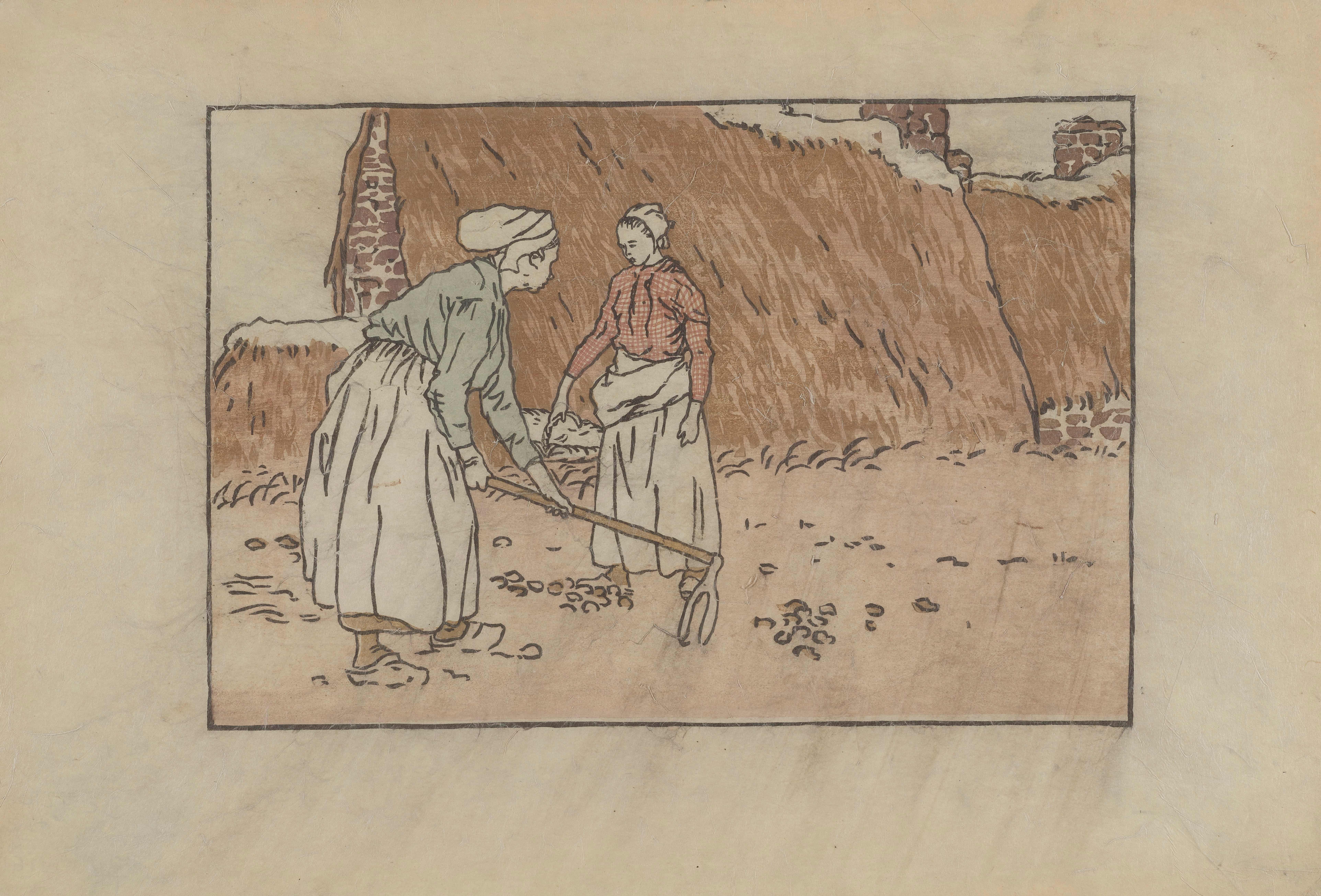《扬谷》（Winnowers (Loguivy)）｜亨利·里维埃 Henri Rivière｜1891