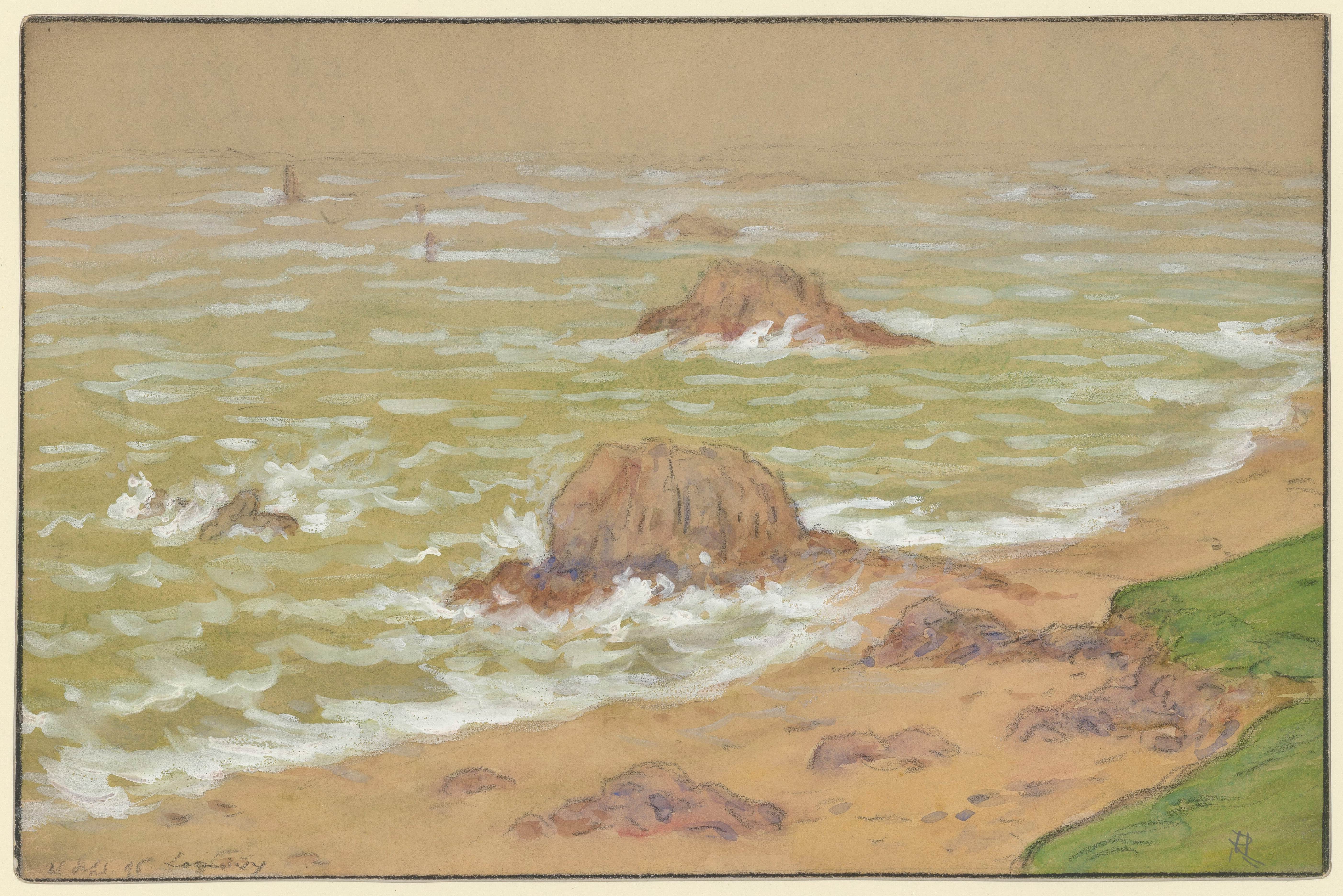 《洛吉维风暴》（Storm in Loguivy）｜亨利·里维埃 Henri Rivière｜1896