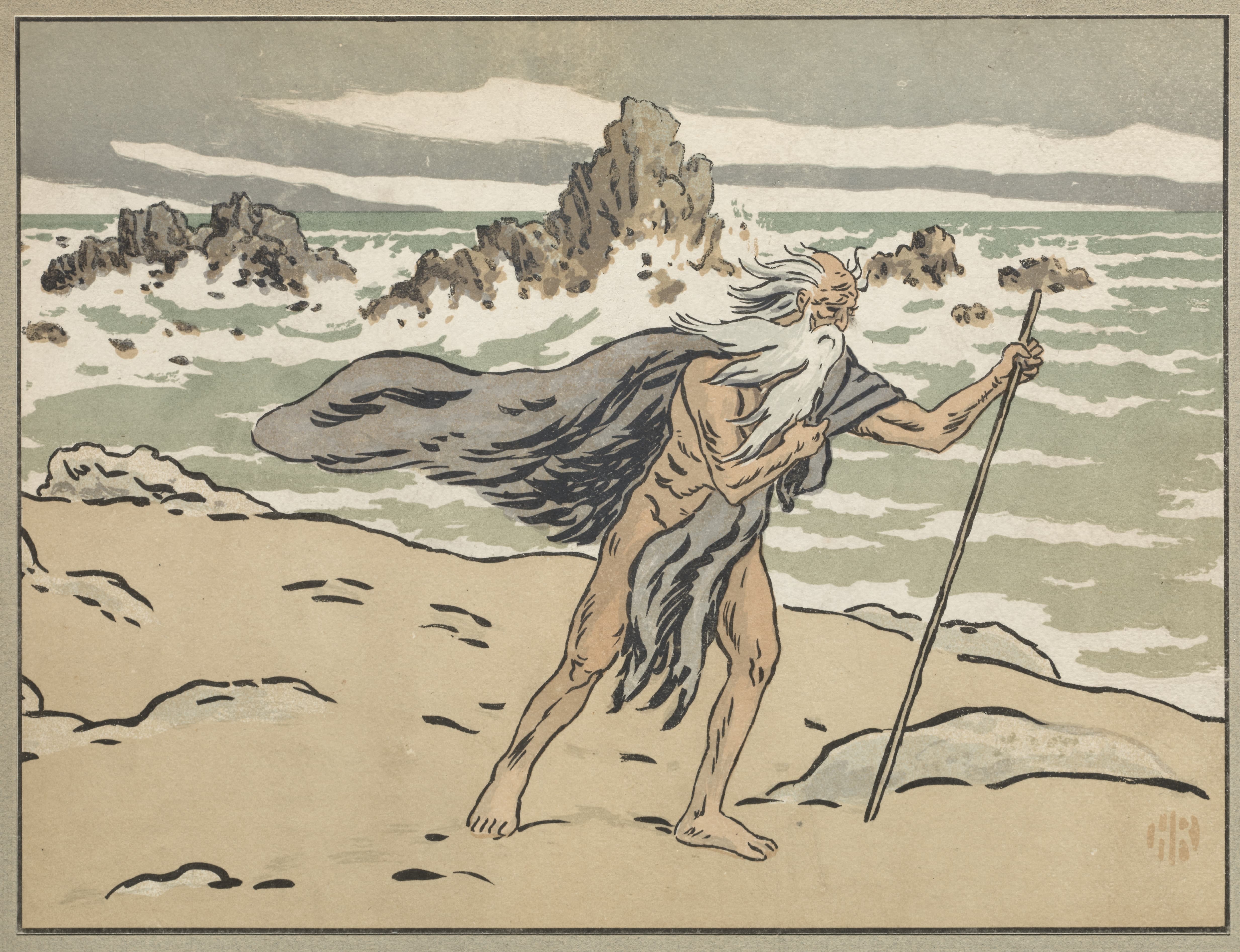 《流浪的犹太人；覆盖》（The Wandering Jew; Cover）｜亨利·里维埃 Henri Rivière｜1896