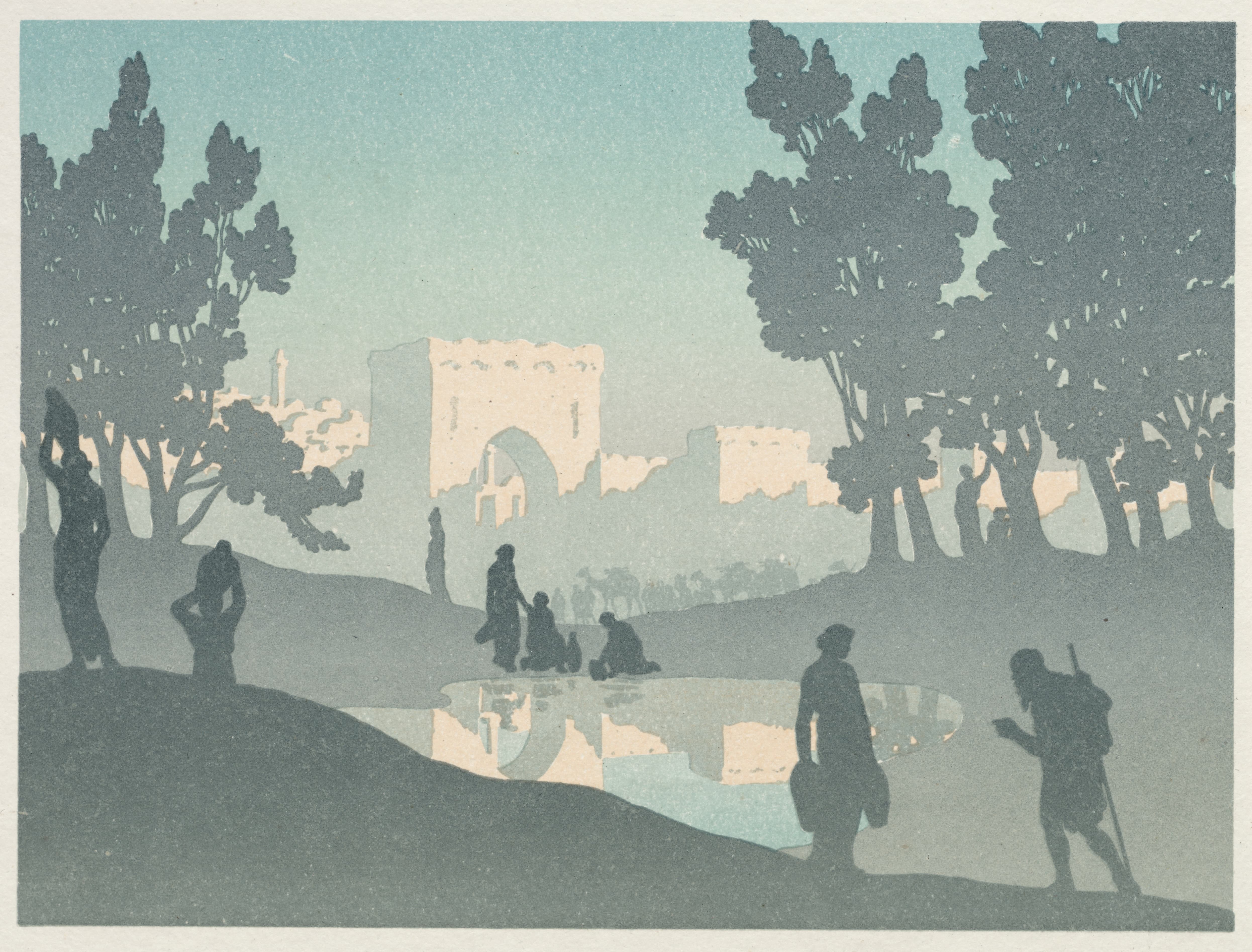 《流浪的犹太人；老城》（The Wandering Jew; The Old City）｜亨利·里维埃 Henri Rivière｜1896