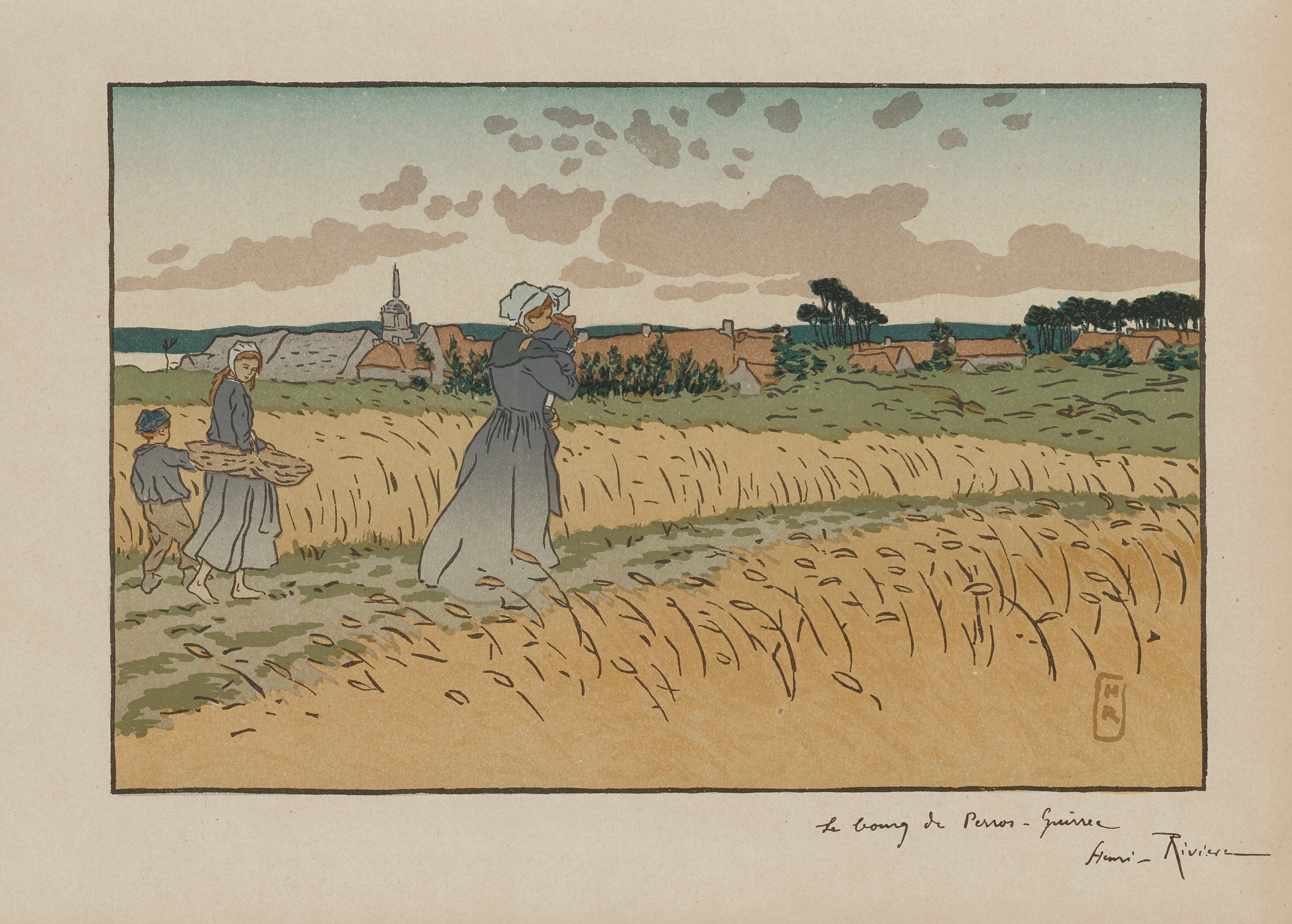 《佩罗斯-吉雷克村》（The village of Perros-Guirec）｜亨利·里维埃 Henri Rivière｜1896