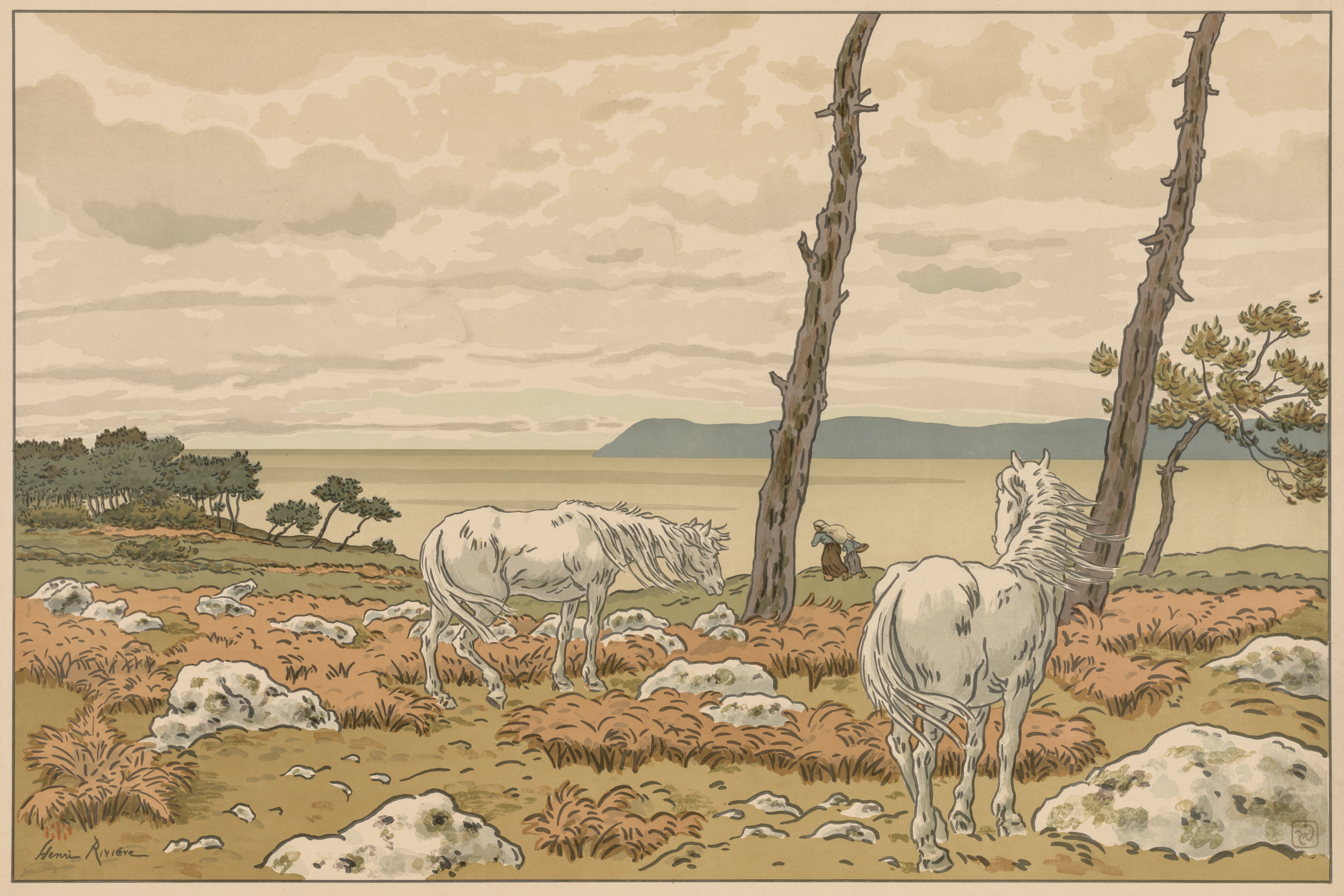 《自然的各个方面；海湾》（Aspects of Nature; The Bay）｜亨利·里维埃 Henri Rivière｜1897