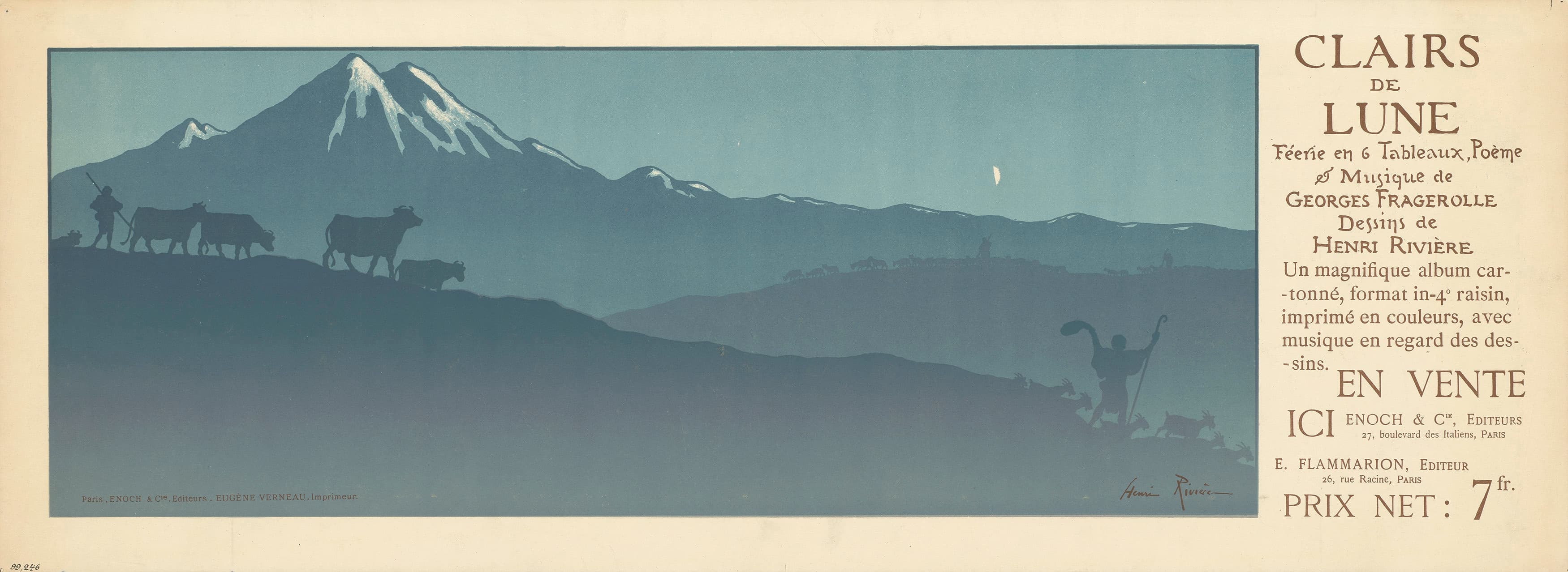 《月光。乔治·弗拉格罗尔 (Georges Fragerolle) 的 6 幅绘画、诗歌和音乐中的魅力》（Moonlight. Enchantment in 6 Paintings, Poem & Music by Georges Fragerolle）｜亨利·里维埃 Henri Rivière｜1897