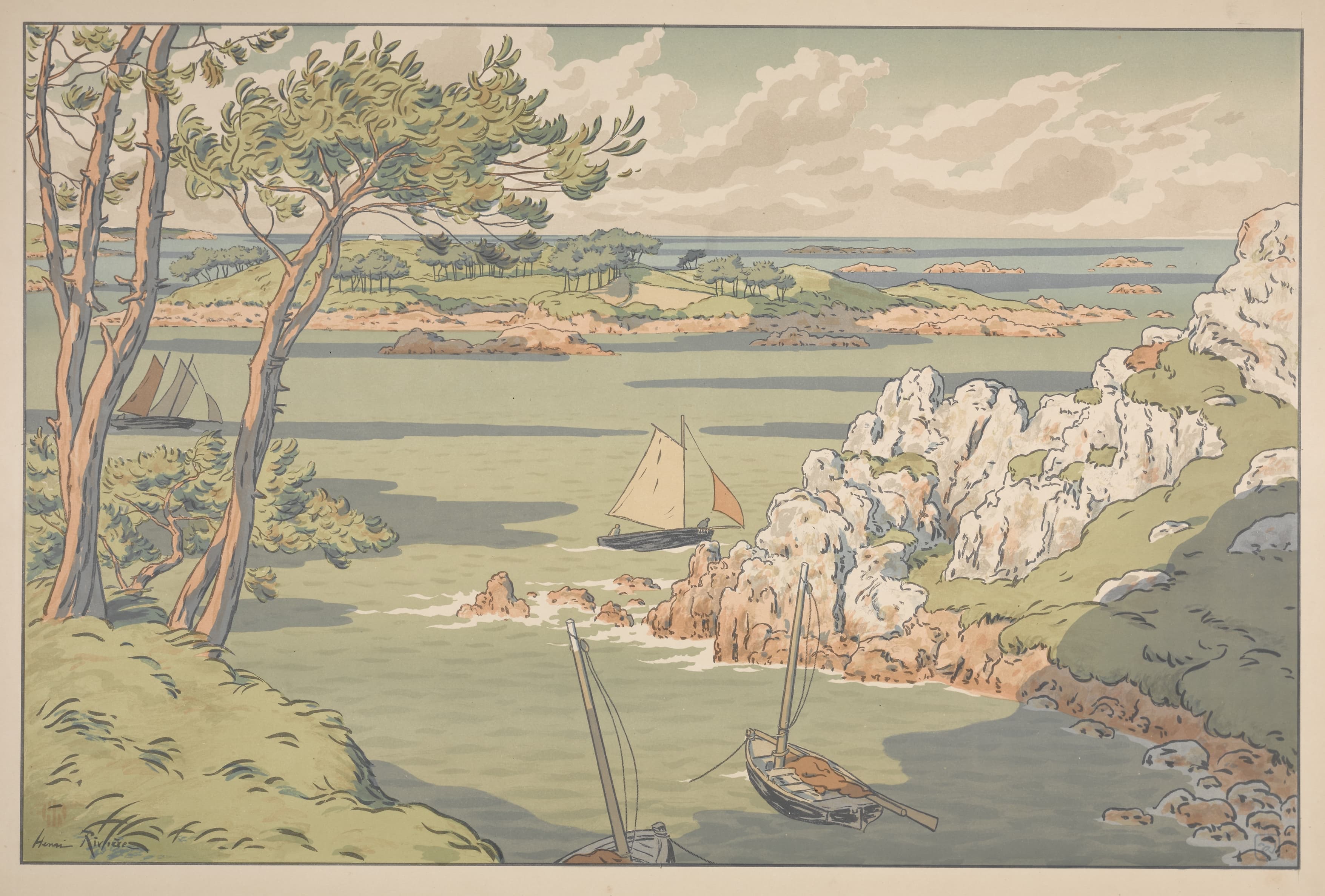 《自然的各个方面；岛屿》（Aspects of Nature; The Island）｜亨利·里维埃 Henri Rivière｜1898