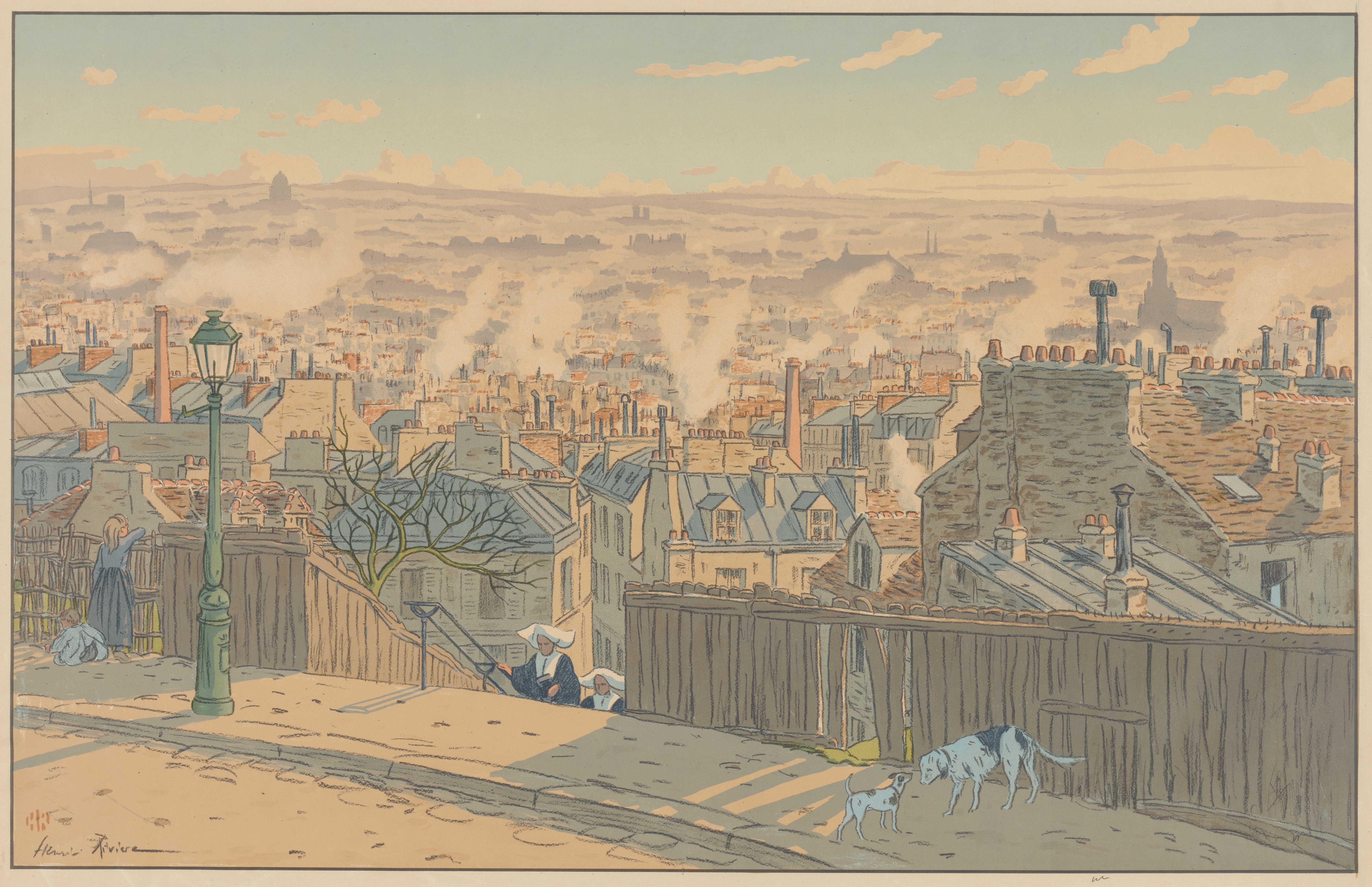 《巴黎风景；从蒙马特高地看巴黎》（Parisian Landscapes; Paris seen from Montmartre）｜亨利·里维埃 Henri Rivière｜1900