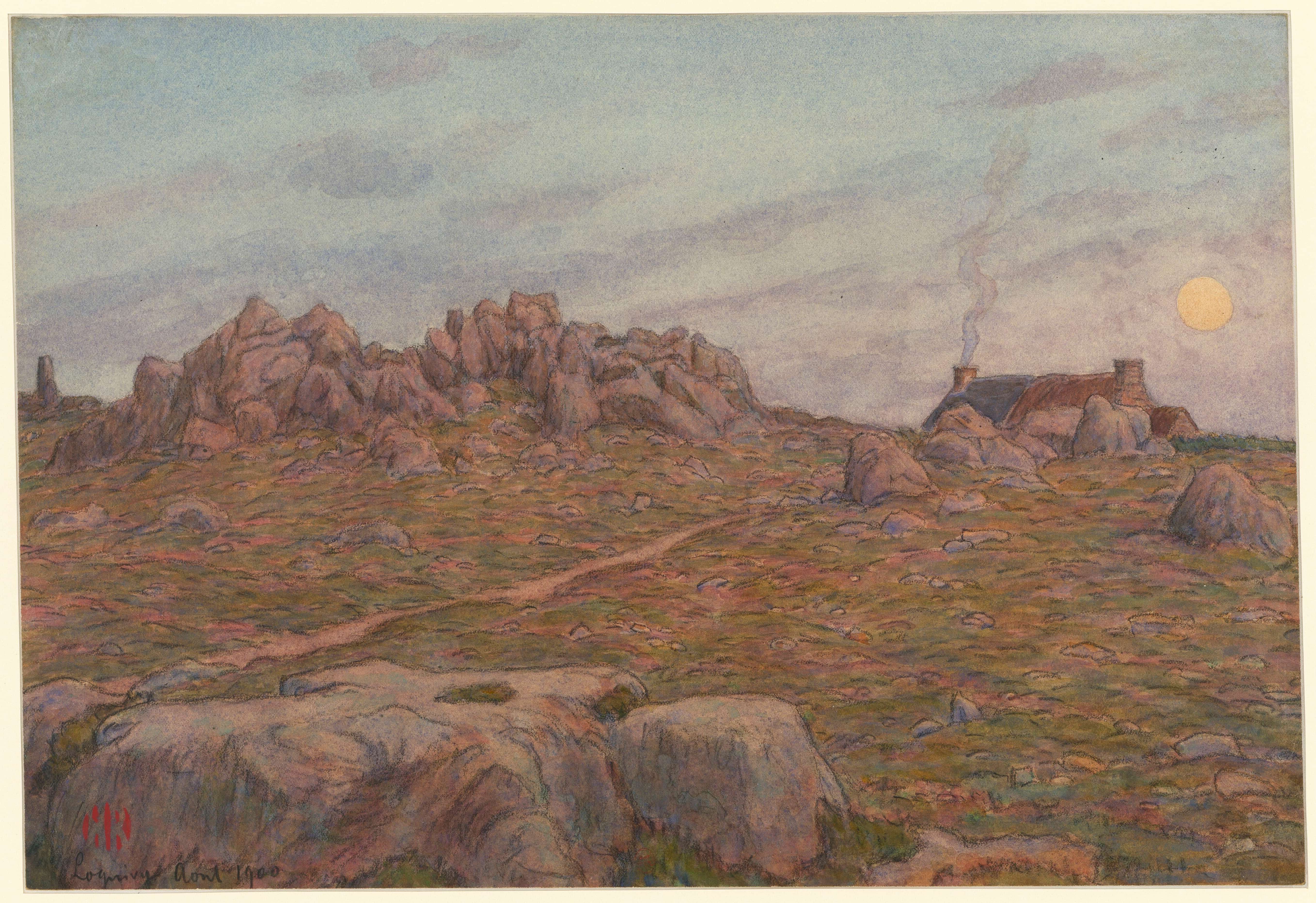 《罗克-内文的月出》（Moonrise in Roc-Neven）｜亨利·里维埃 Henri Rivière｜1900